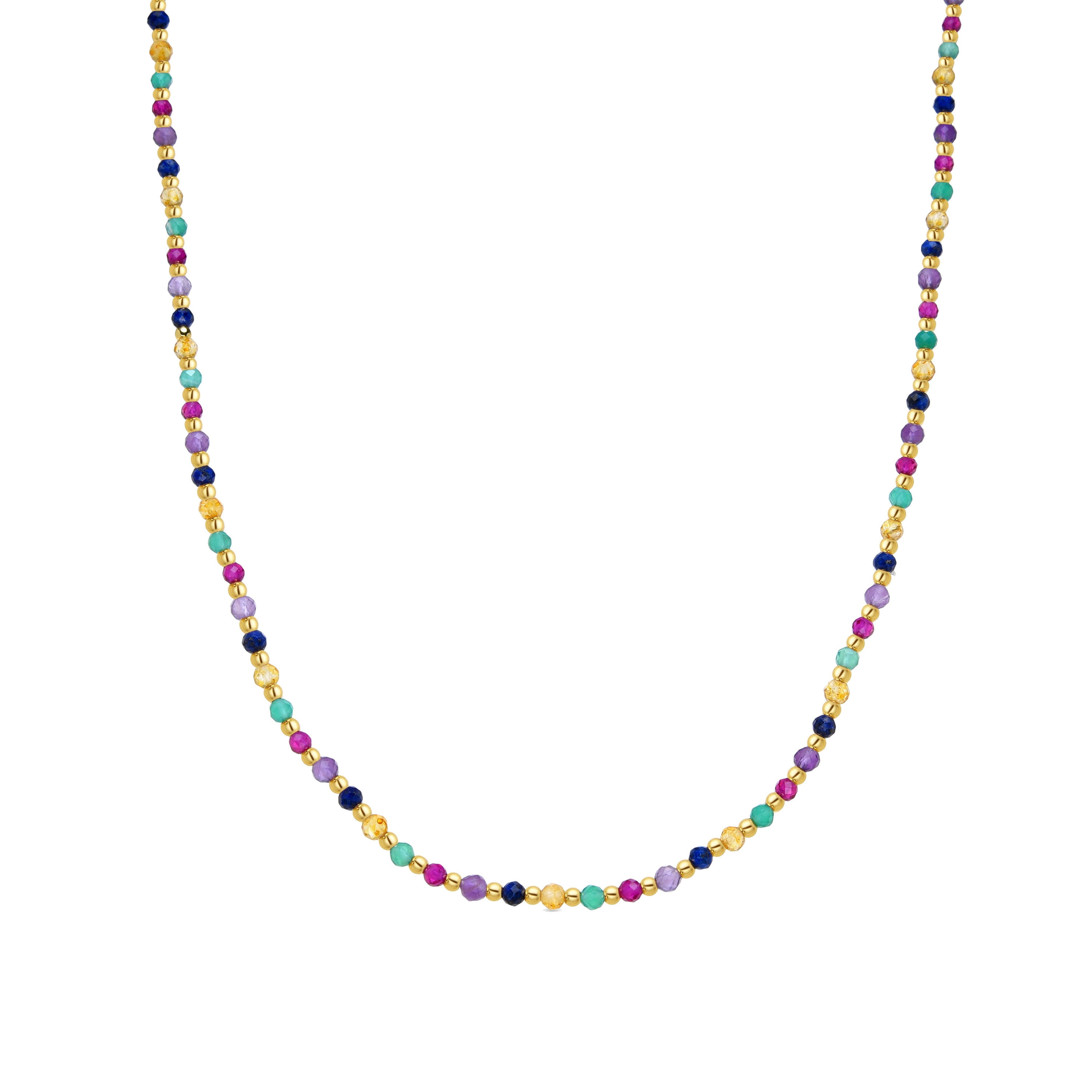 Collar de Aleación de Metal y Cristal Multicolor acabado en oro amarillo de 18k - Shedi