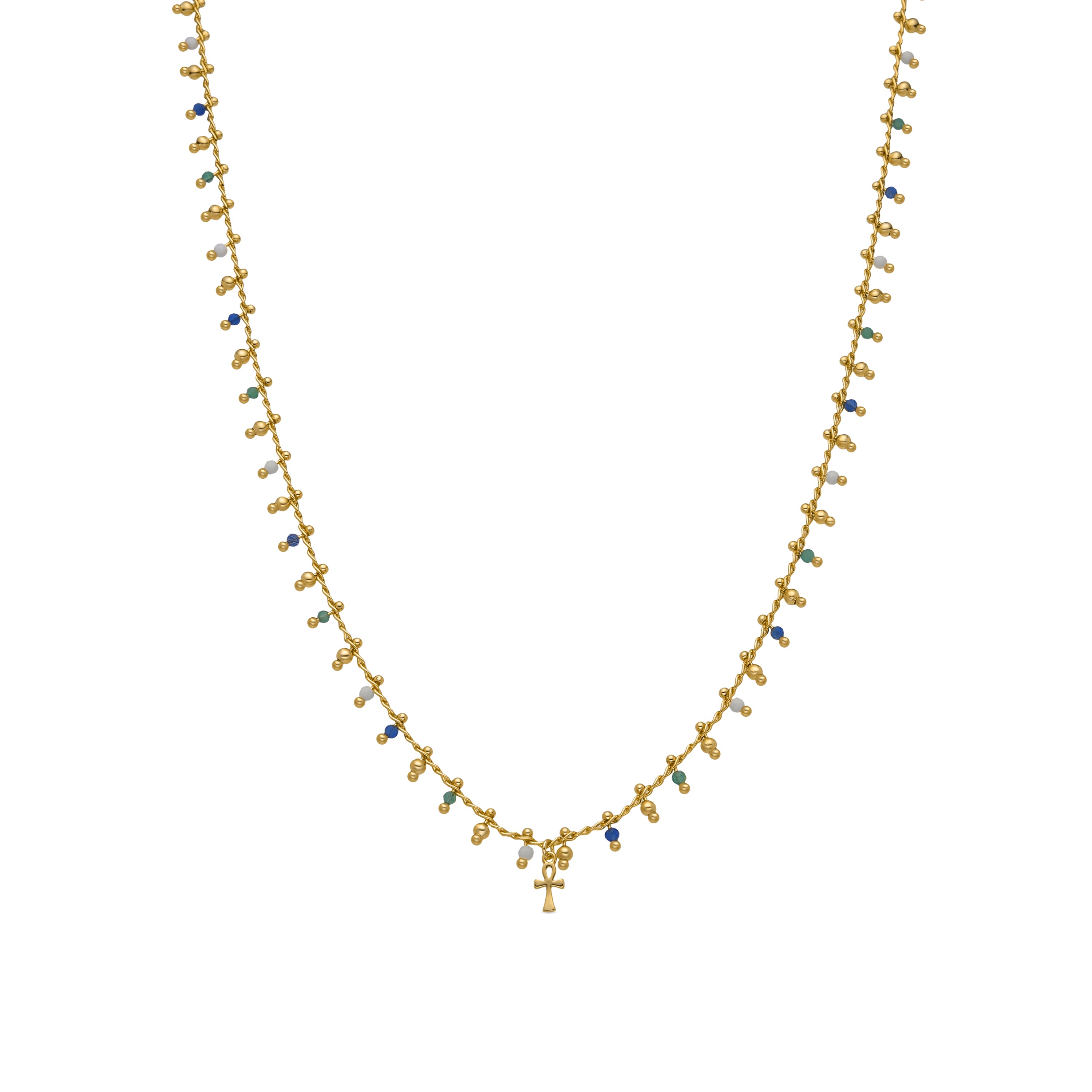 Collar de Aleación de Metal y Cristal Multicolor acabado en oro amarillo de 18k - Kalau