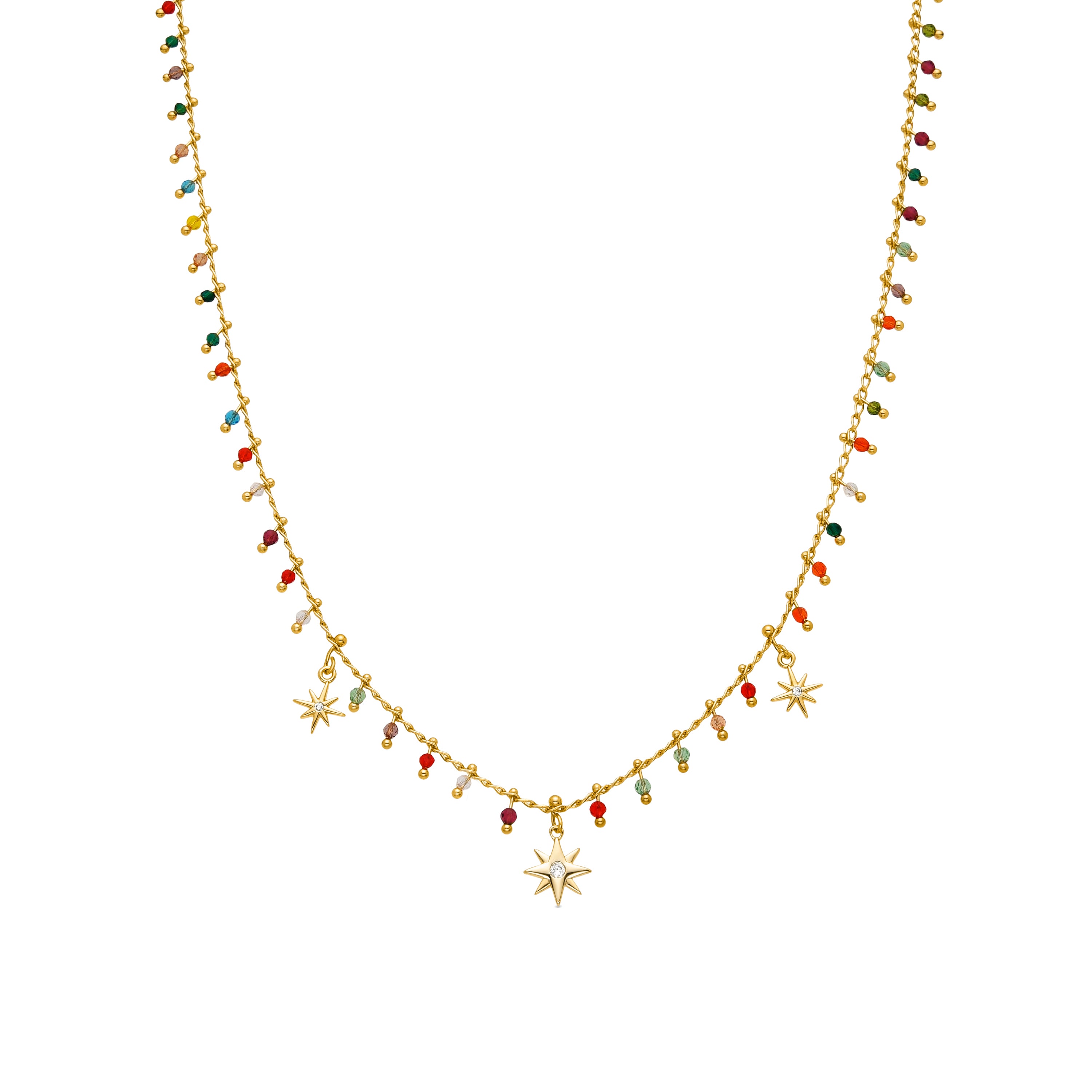 Collar de Aleación de Metal y Cristal Multicolor acabado en oro amarillo de 18k - Huin