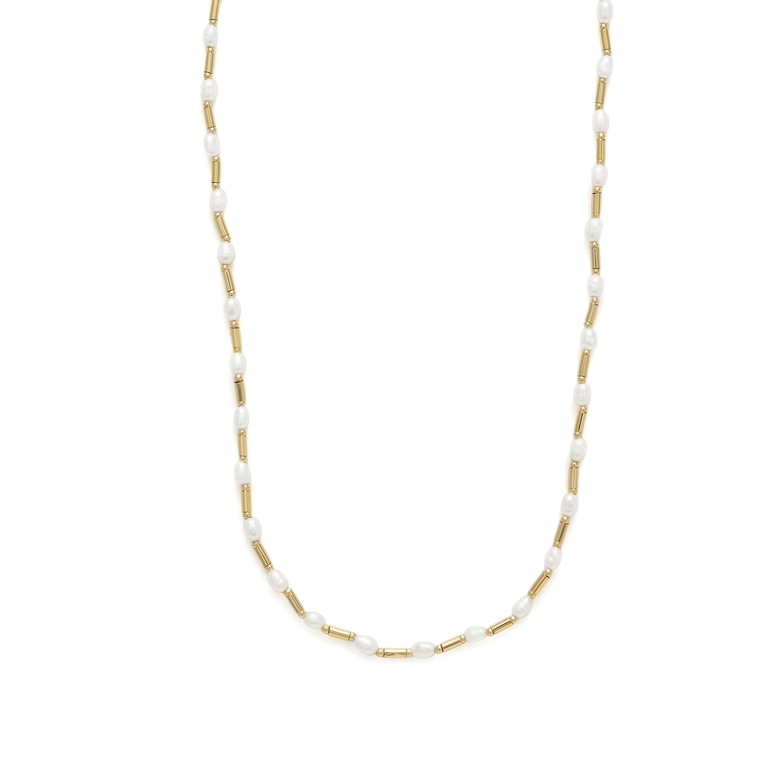 Collar de Aleación de Metal y Perla Blanca acabado en oro amarillo de 18k - Laurid