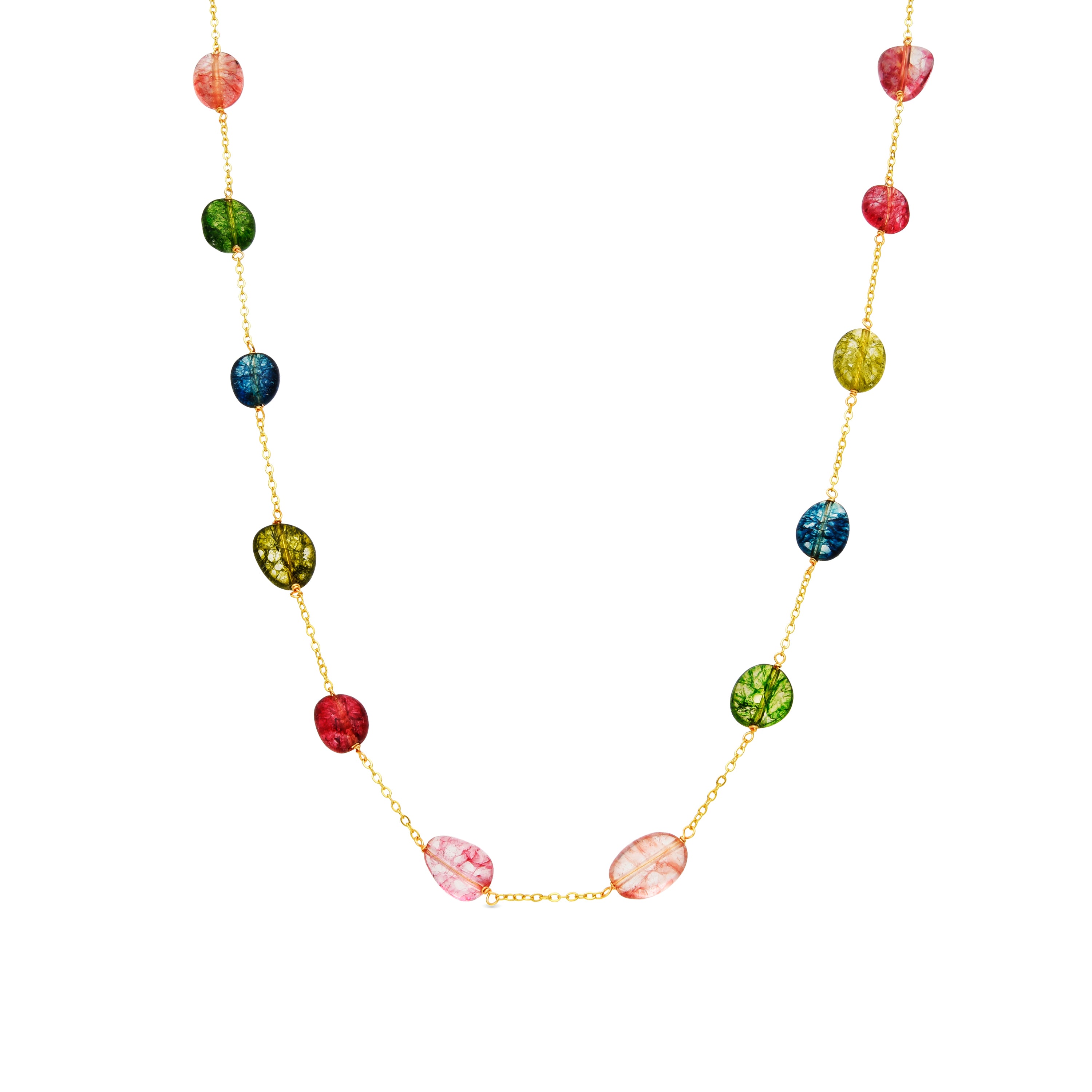 Collar de Aleación de Metal y Multicolor Piedra Natural acabado en oro amarillo de 18k - Refus