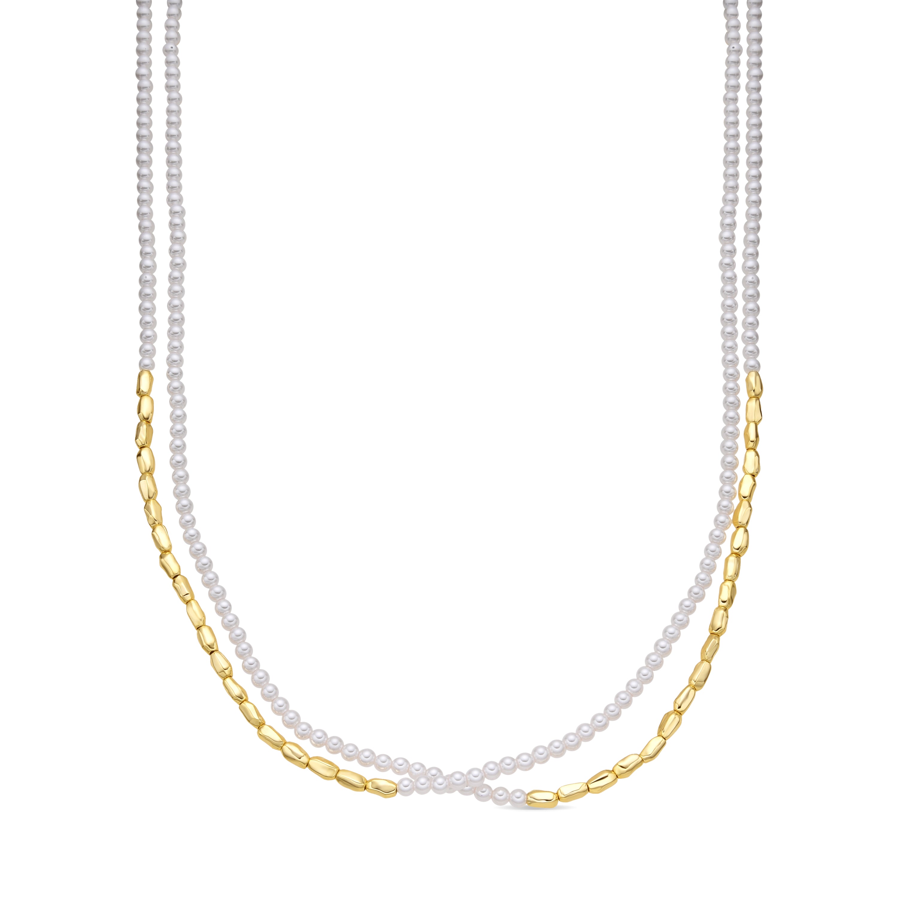 Collar de Aleación de Metal y Perla Blanca acabado en oro amarillo de 18k - Noma
