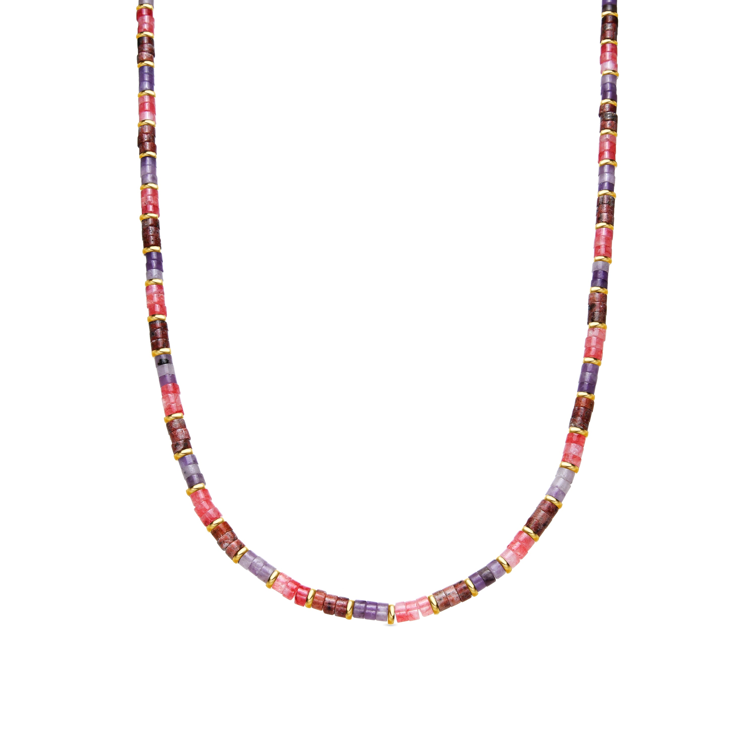 Collar de Aleación de Metal y Amatista Natural acabado en oro amarillo de 18k - Abolg