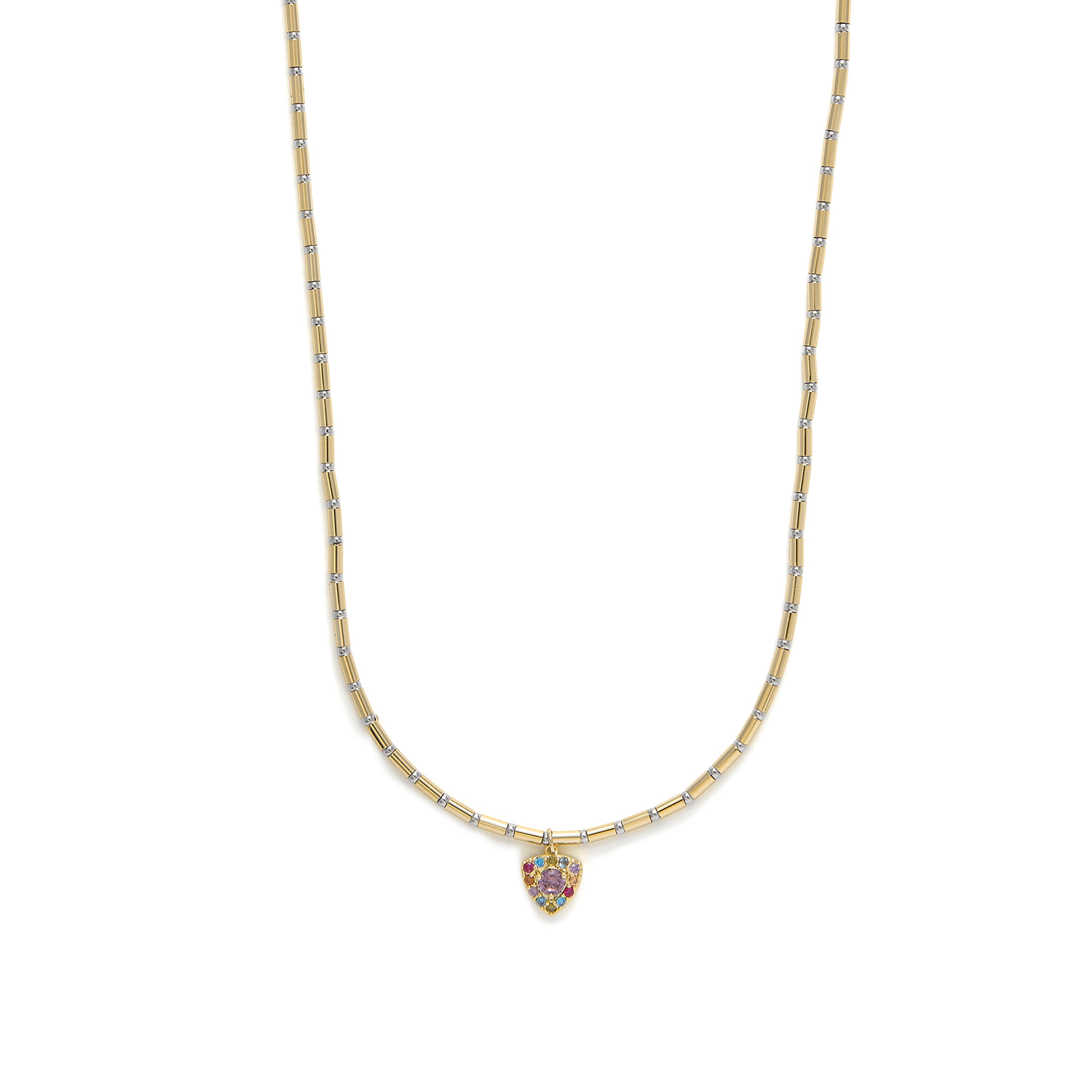 Collar de Aleación de Metal y Circonita Multicolor acabado en oro amarillo de 18k - Aldra