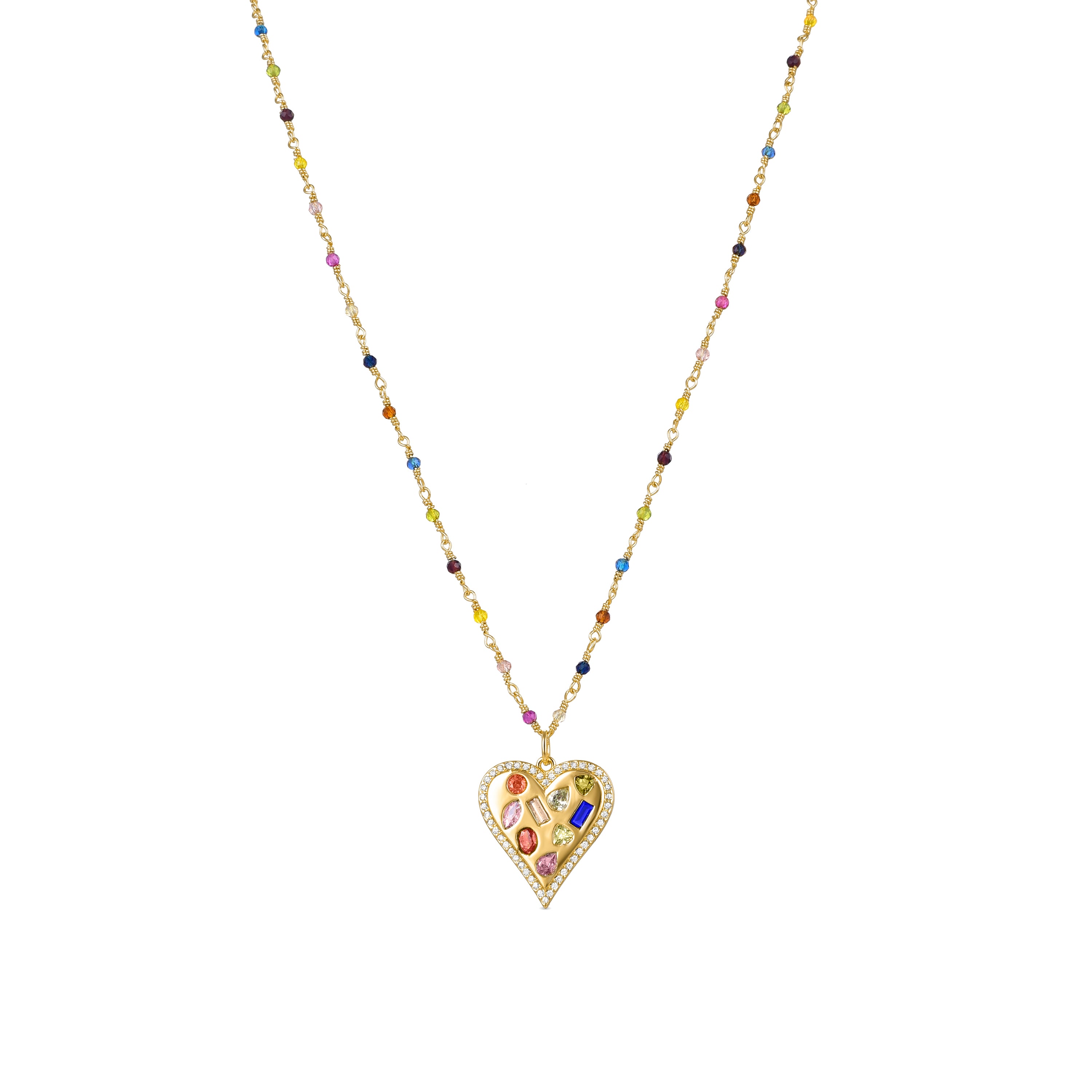 Collar de Aleación de Metal y Circonita Multicolor acabado en oro amarillo de 18k - Hamka