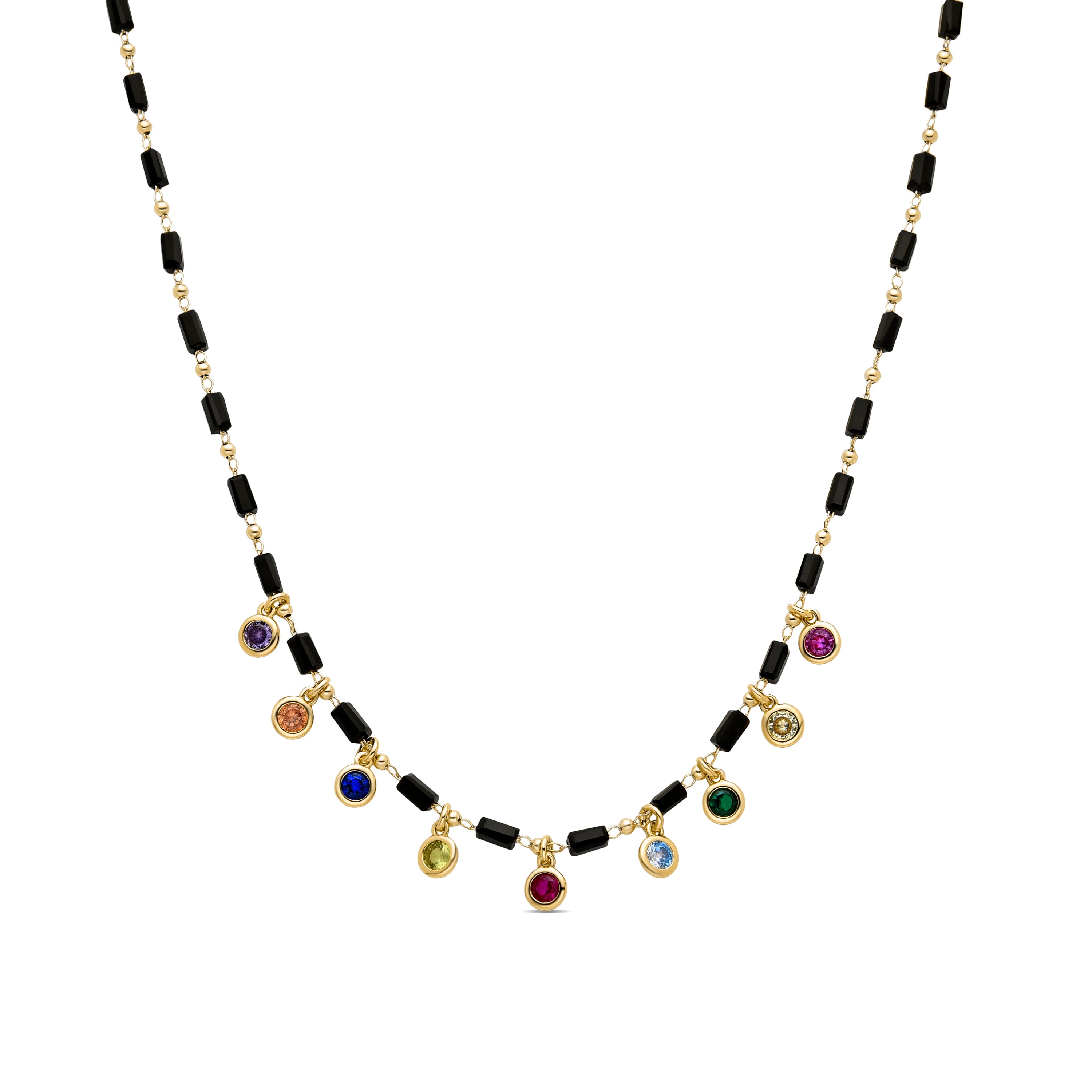 Collar de Aleación de Metal y Circonita Multicolor acabado en oro amarillo de 18k - Vusak