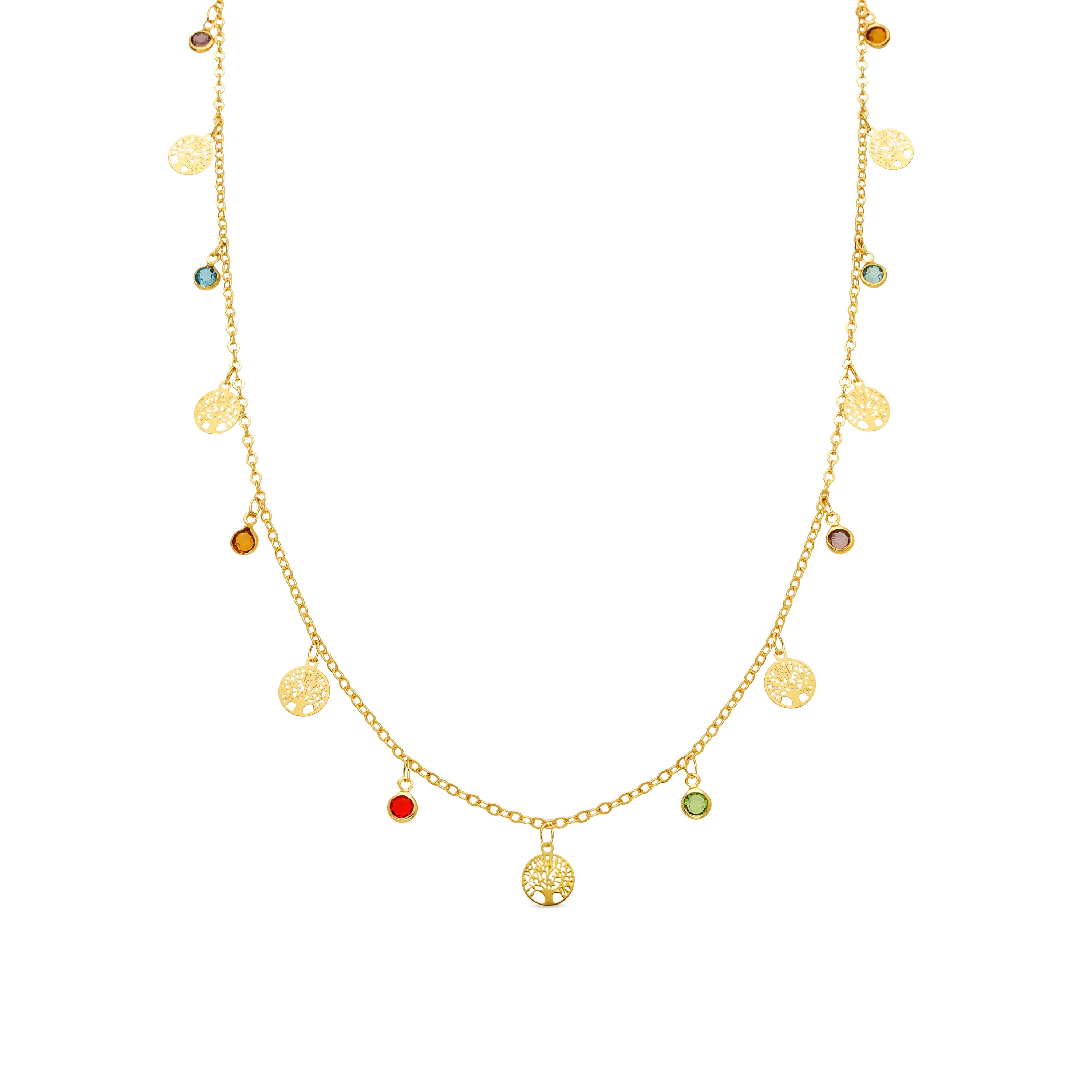 Collar de Aleación de Metal y Circonita Multicolor acabado en oro amarillo de 18k - Shapio