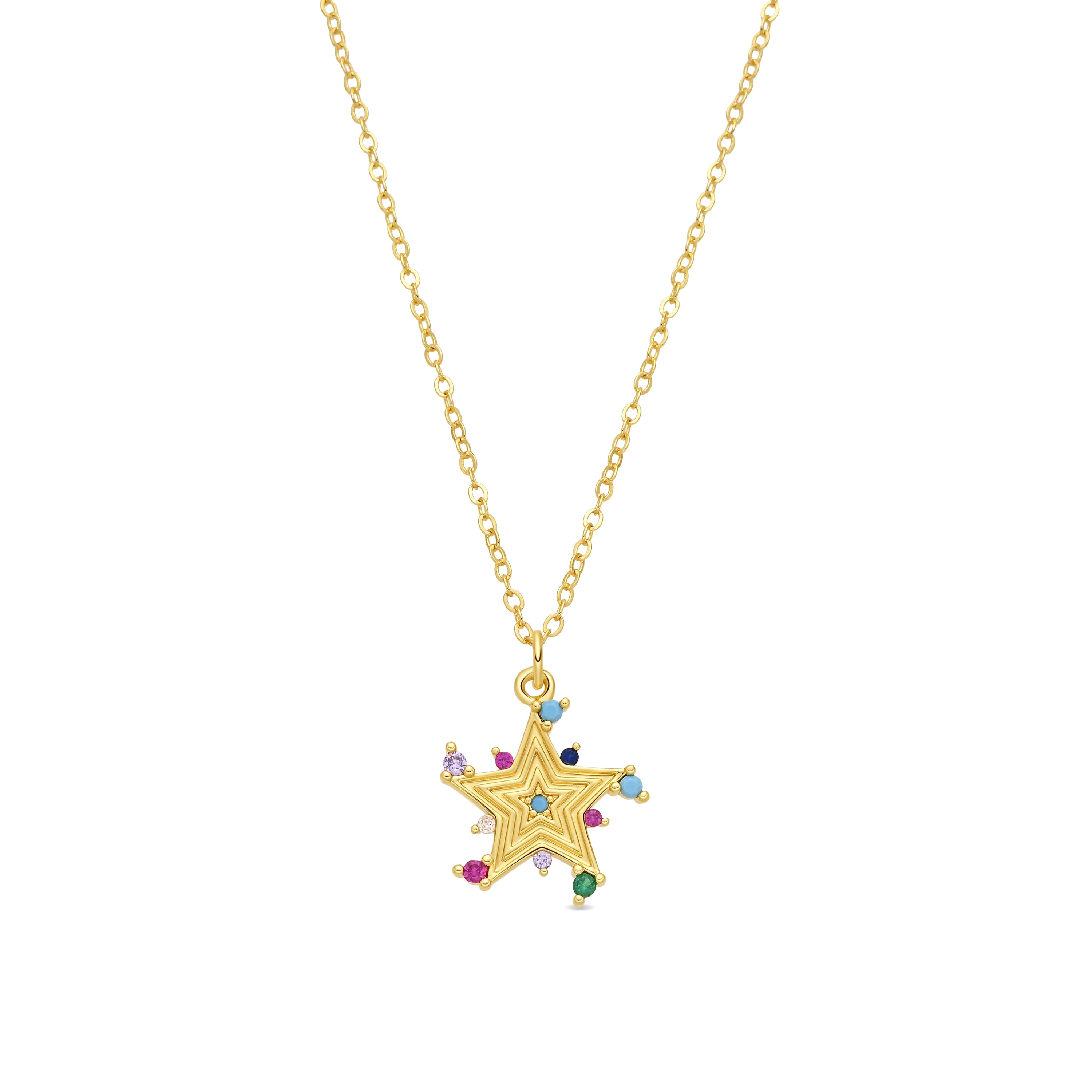 Collar de Aleación de Metal y Circonita Multicolor acabado en oro amarillo de 18k - Ryaiss