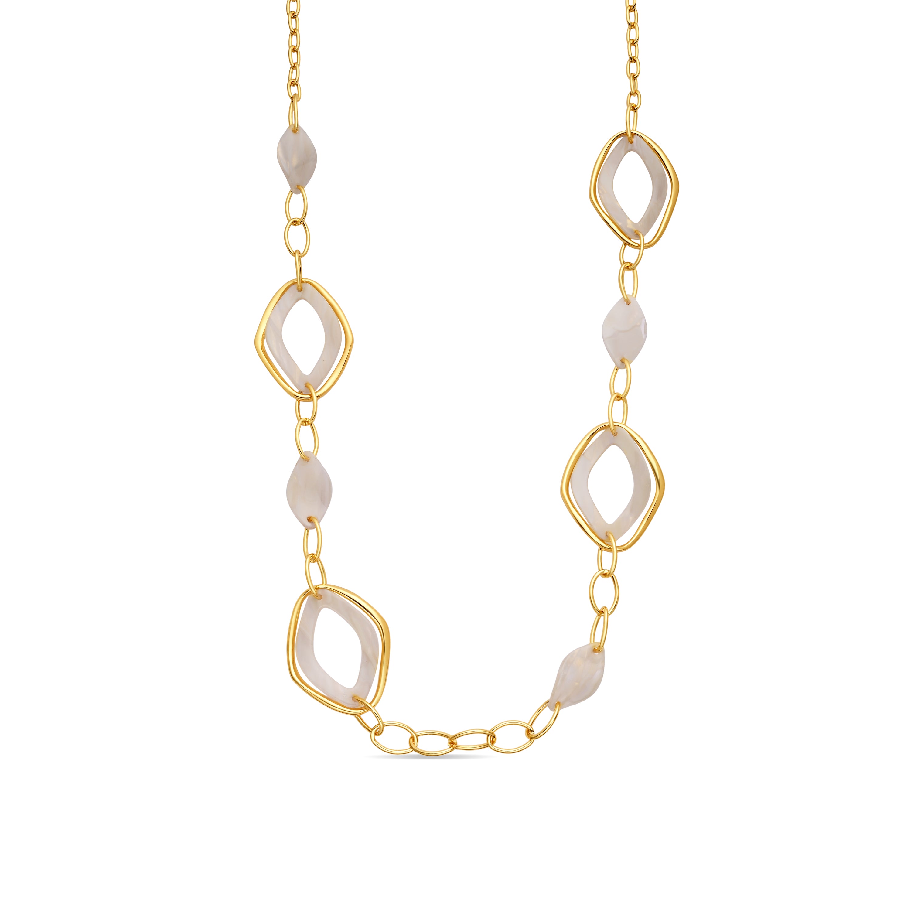 Collar de Aleación de Metal y Resina Crema acabado en oro amarillo de 18k - Masits