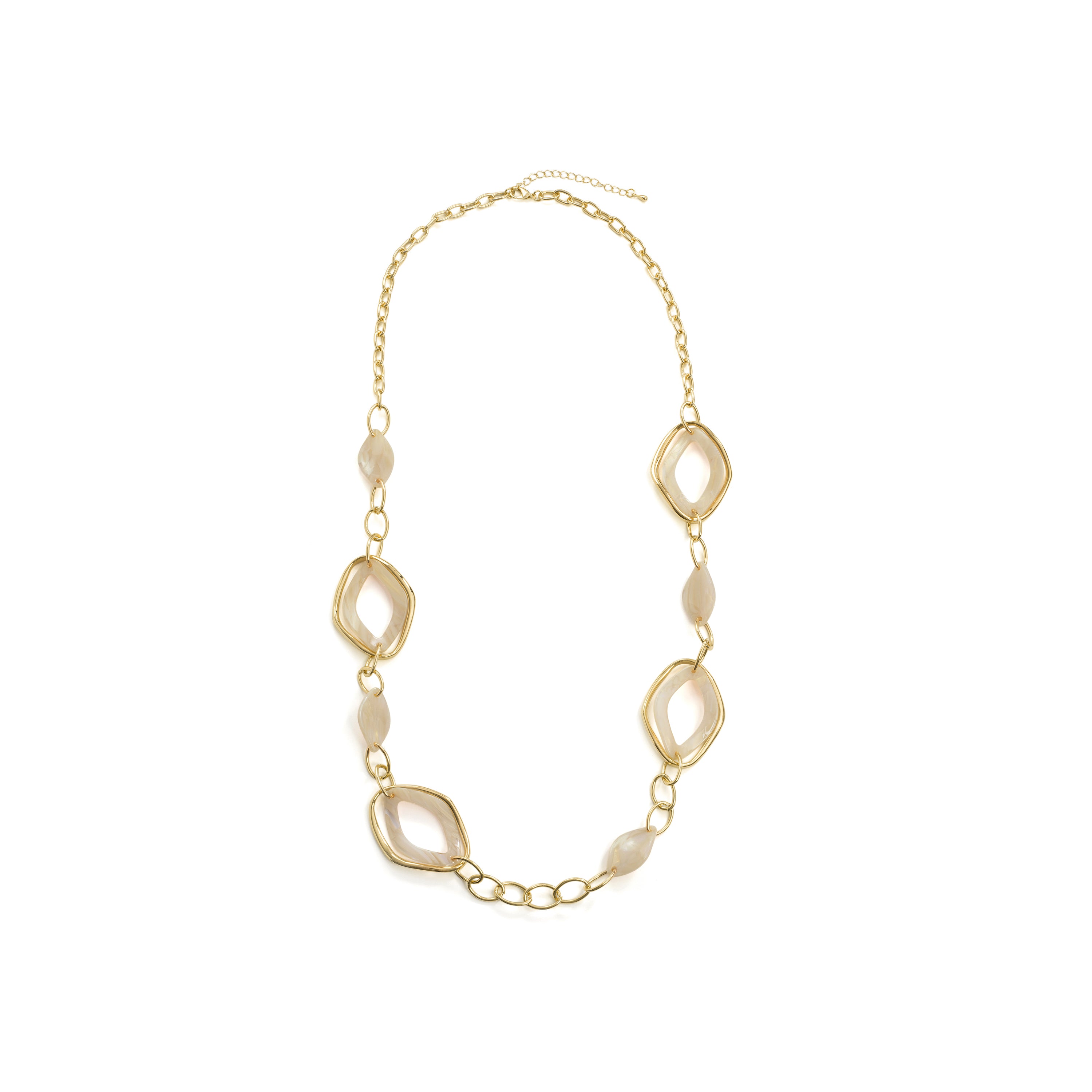 Collar de Aleación de Metal y Resina Crema acabado en oro amarillo de 18k - Masits