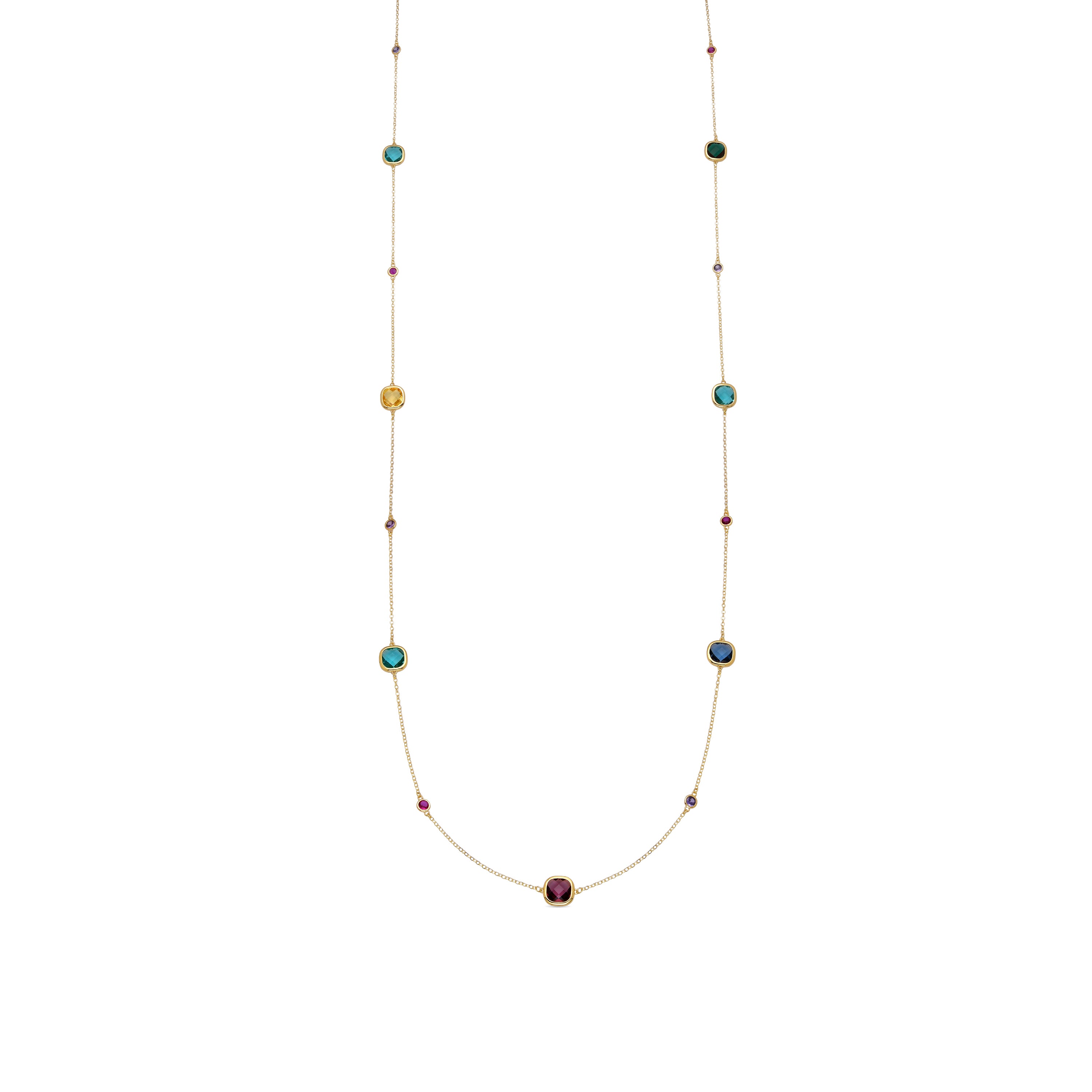 Collier avec quartz hydrothermal multicolore finition or jaune 18k-Docal