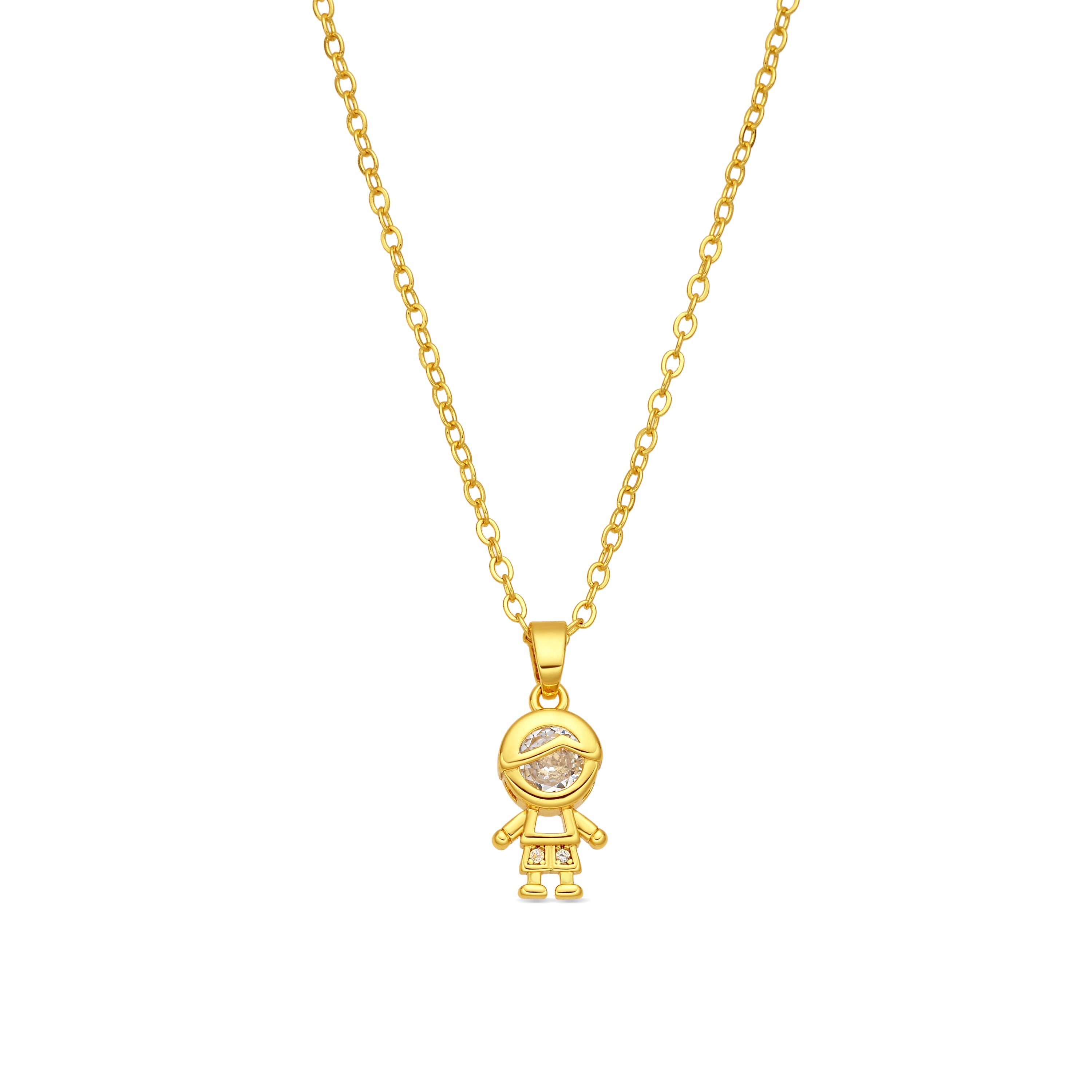 Collar de Circonita Brillante acabado en oro amarillo de 18k - Boy