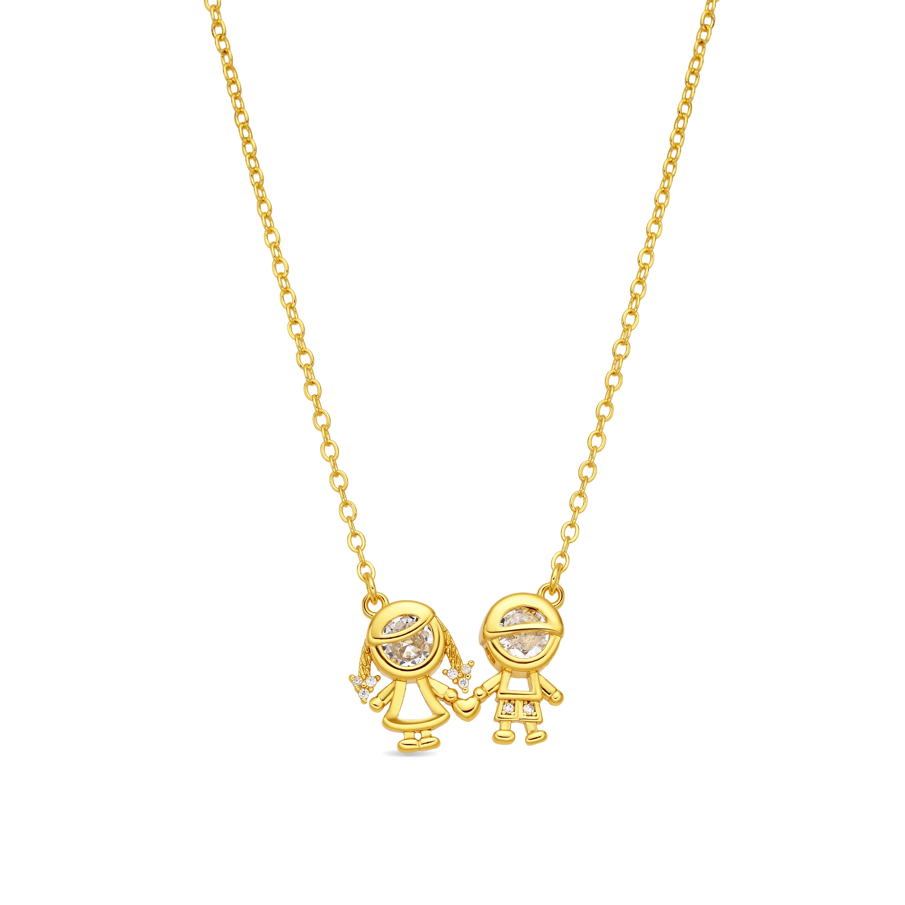 Collar de Circonita Brillante acabado en oro amarillo de 18k - Children
