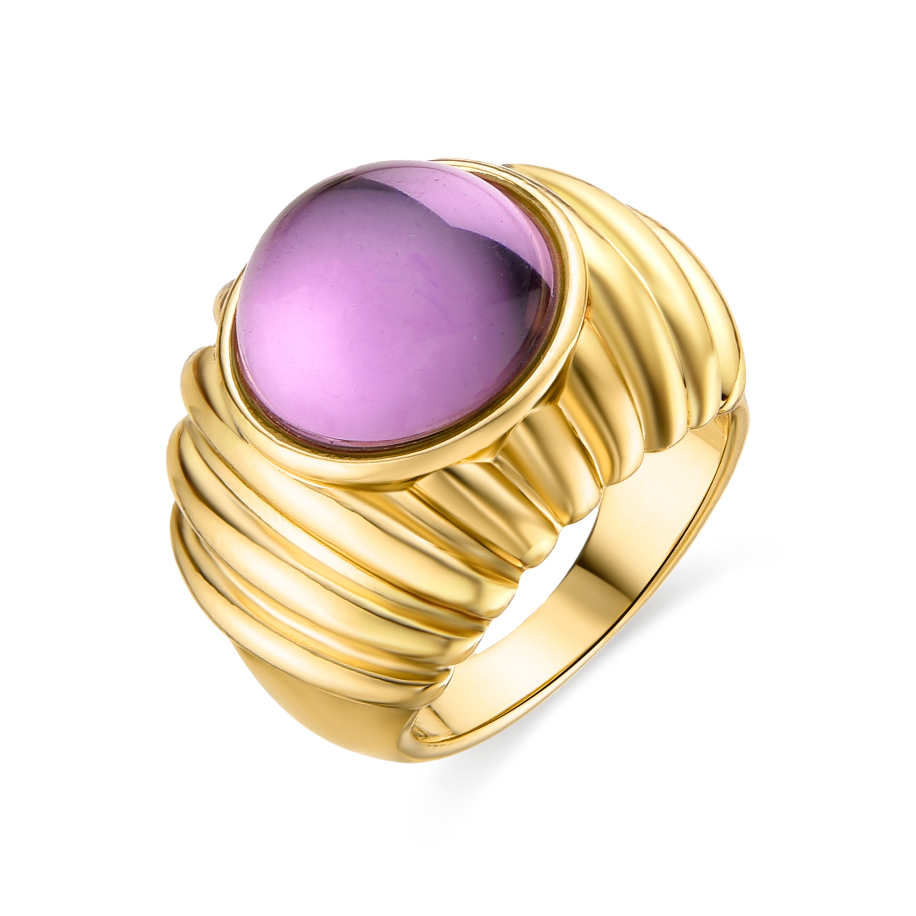 Anillo de Cristal Morado acabado en oro amarillo de 18k - Danio