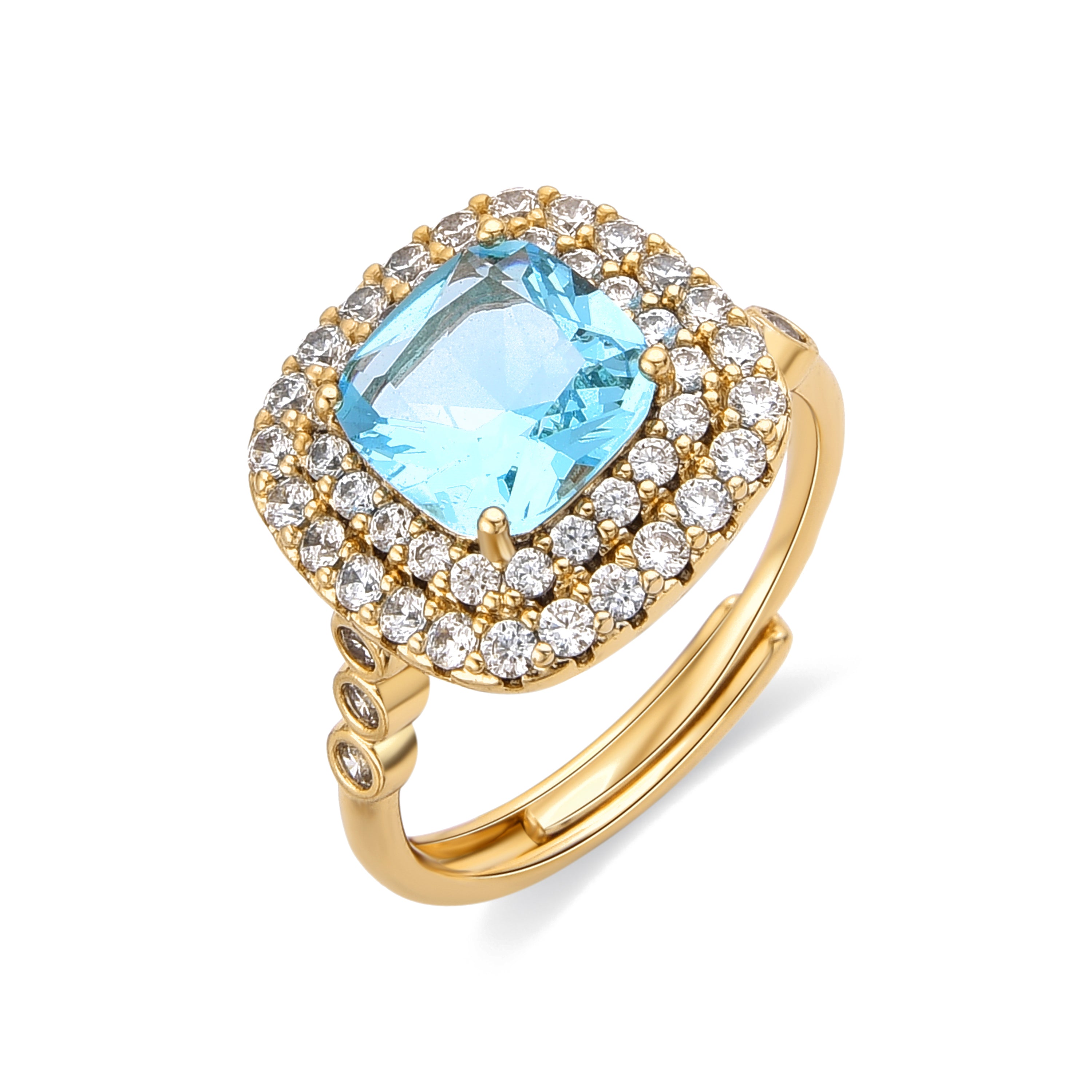 Anillo de Aleación de Metal y Circonita Multicolor acabado en oro rosa de 18k - Morakbrao