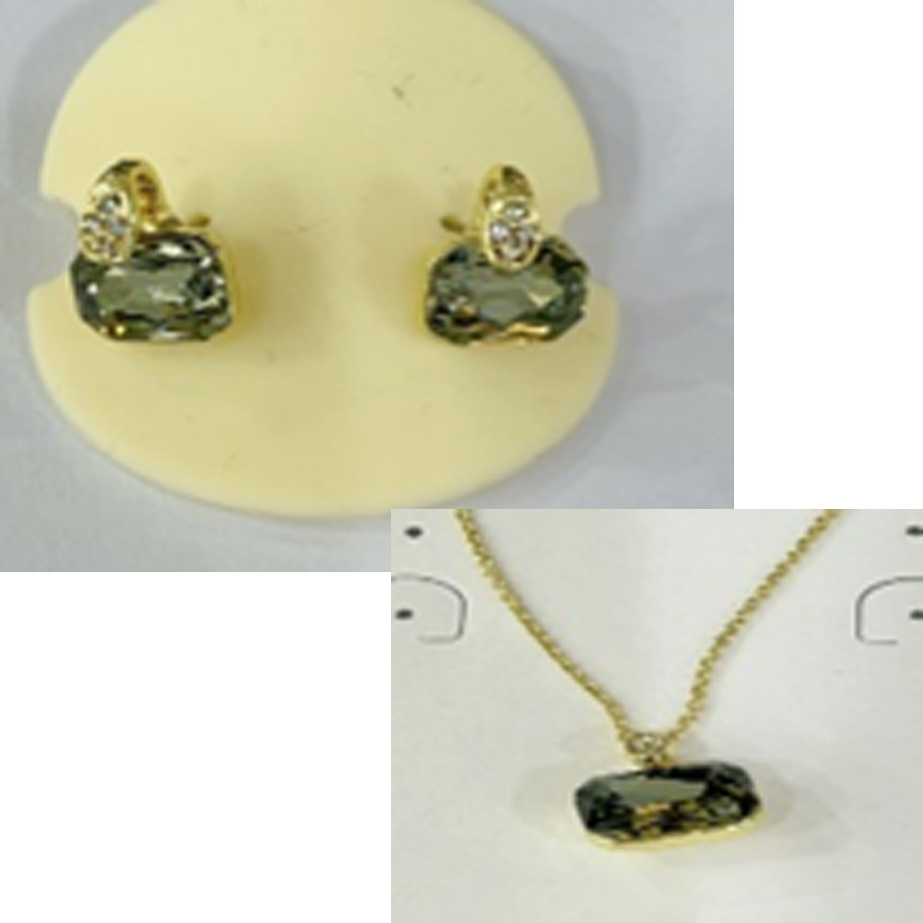 Conjuntos de Aleación de Metal y Cristal Gris acabado en oro amarillo de 18k - Garbar