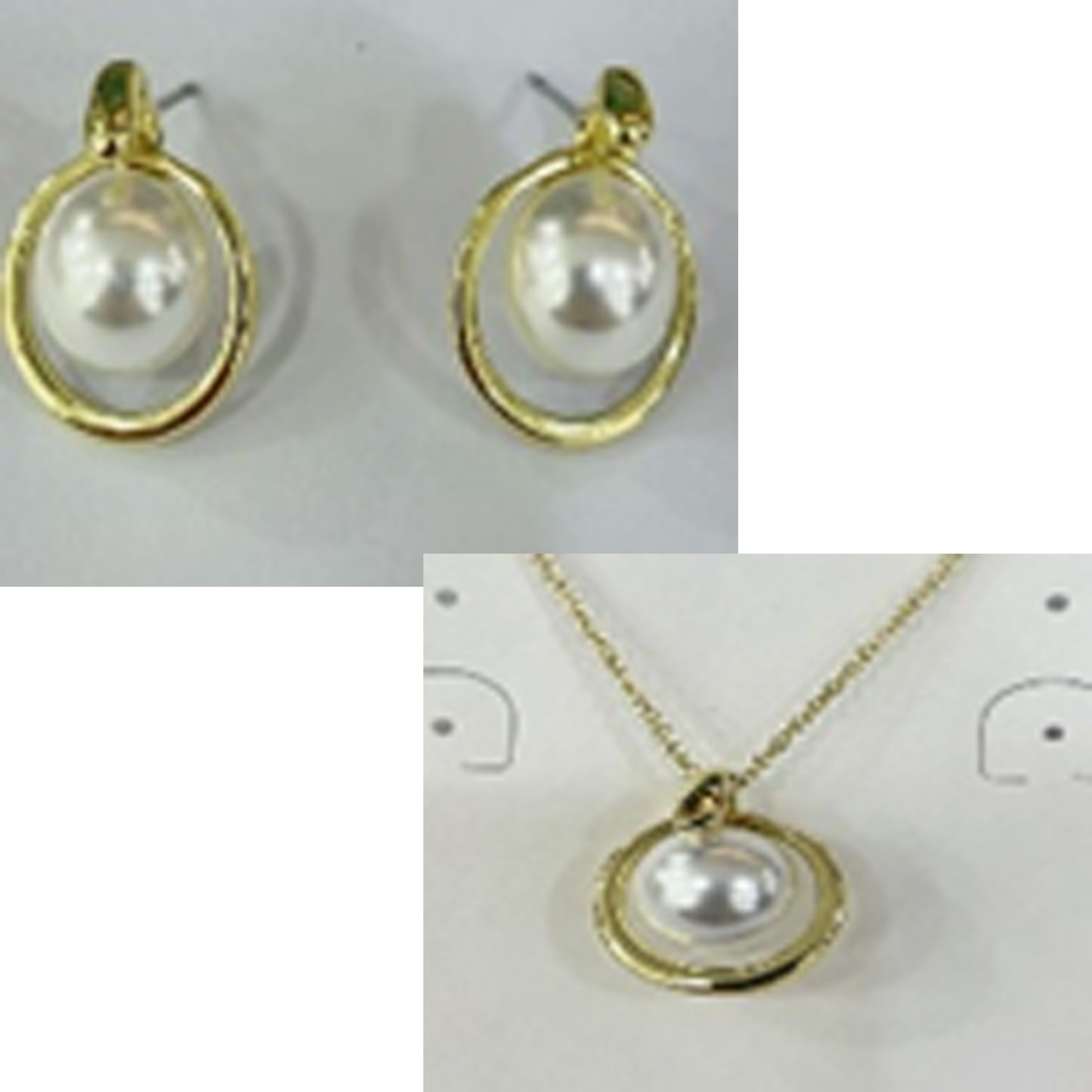 Conjuntos de Aleación de Metal y Perla Blanca acabado en oro amarillo de 18k - Farsai