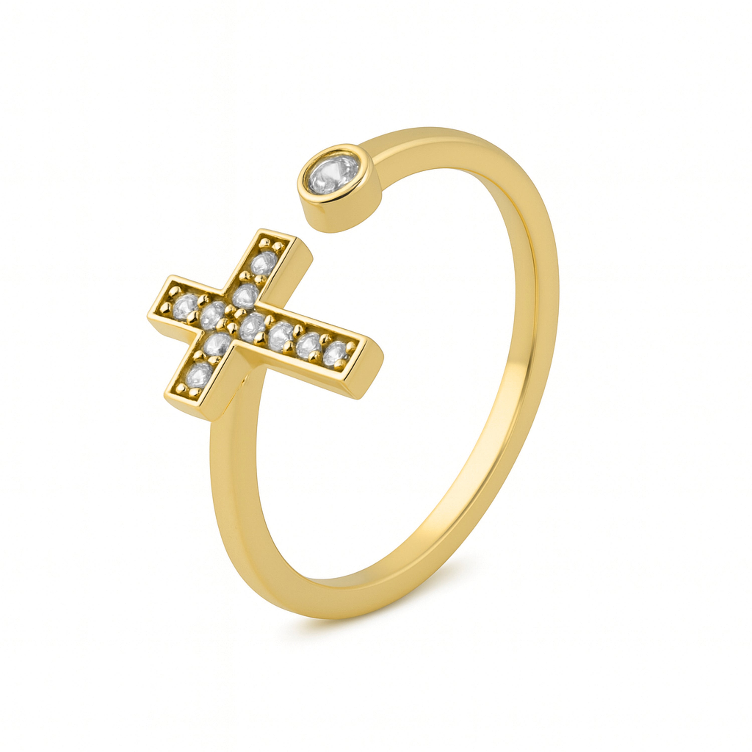 Anillo de Aleación de Metal y Circonita Brillante acabado en oro amarillo de 18k - Dracka