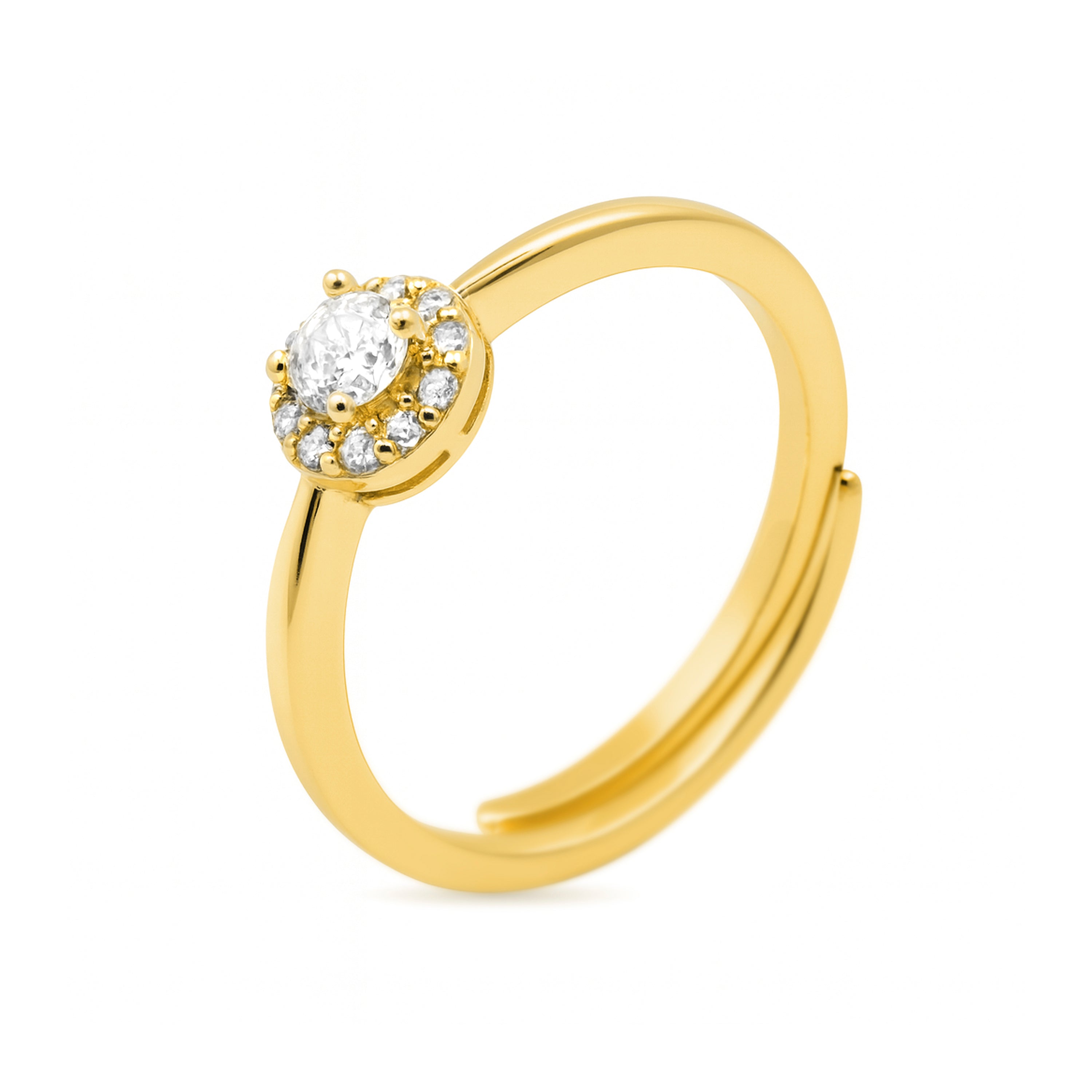 Anillo de Aleación de Metal y Circonita Brillante acabado en oro amarillo de 18k - Aldra