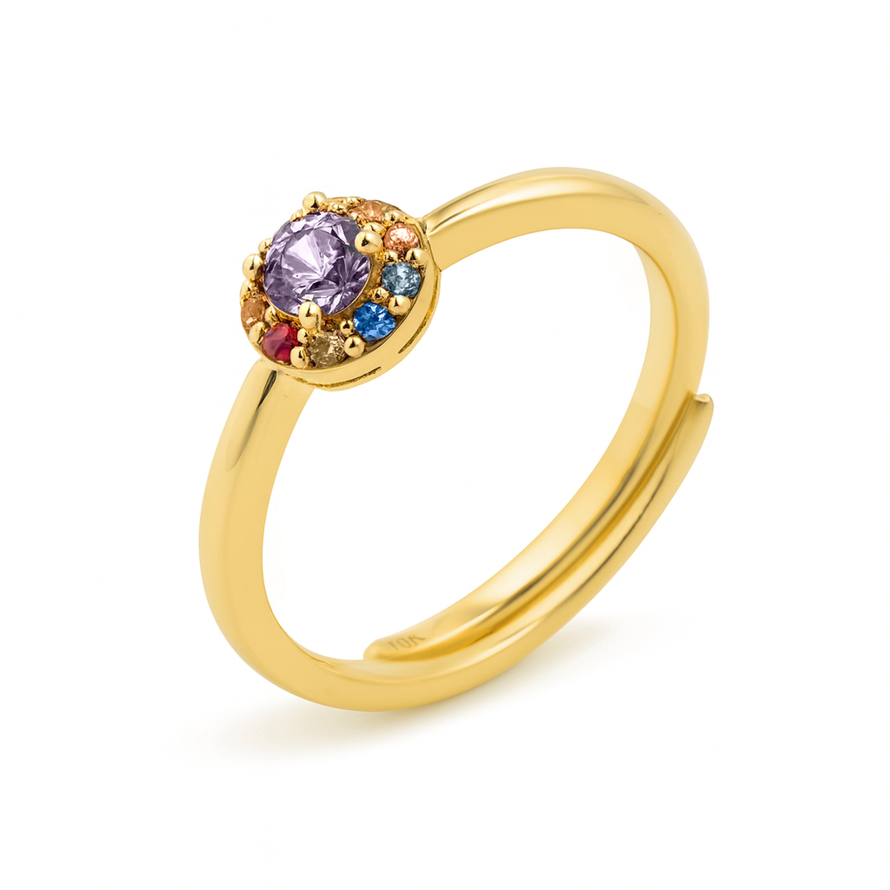 Anillo de Aleación de Metal y Circonita Multicolor acabado en oro amarillo de 18k - Aldra