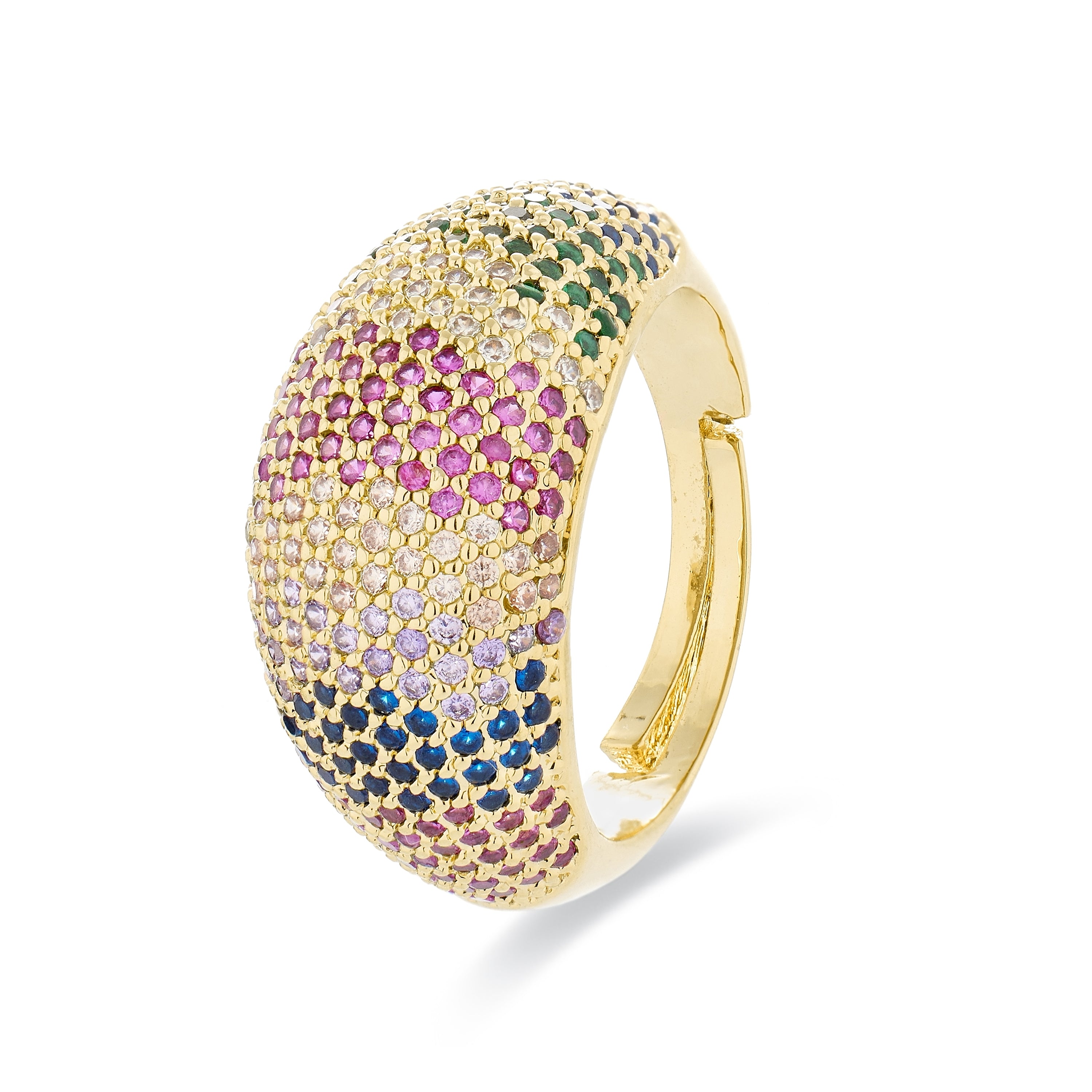 Anillo con Circonita Multicolor acabado en oro amarillo de 18K - Ikahi