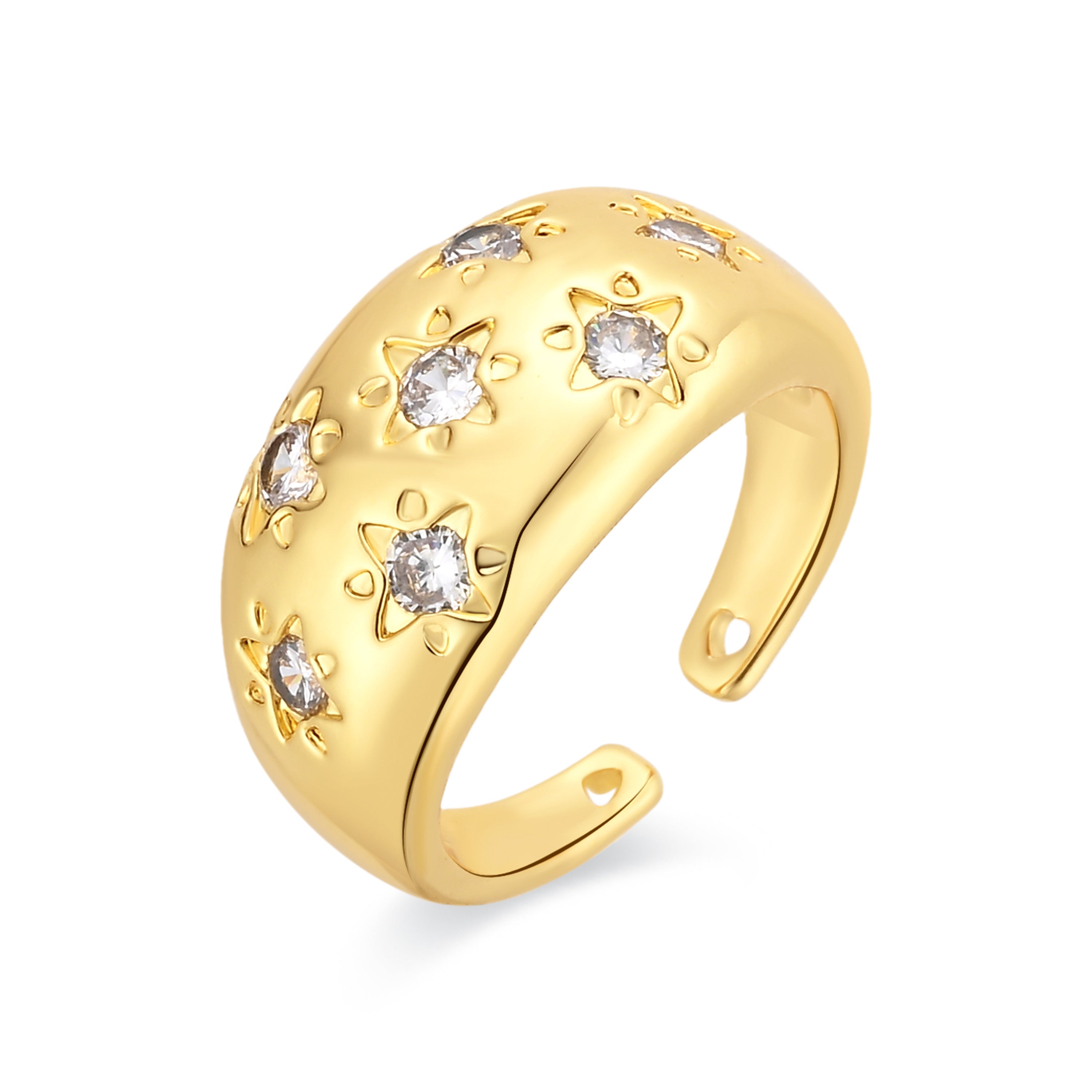 Anillo de Aleación de Metal y Circonita Brillante acabado en oro amarillo de 18k - Juini