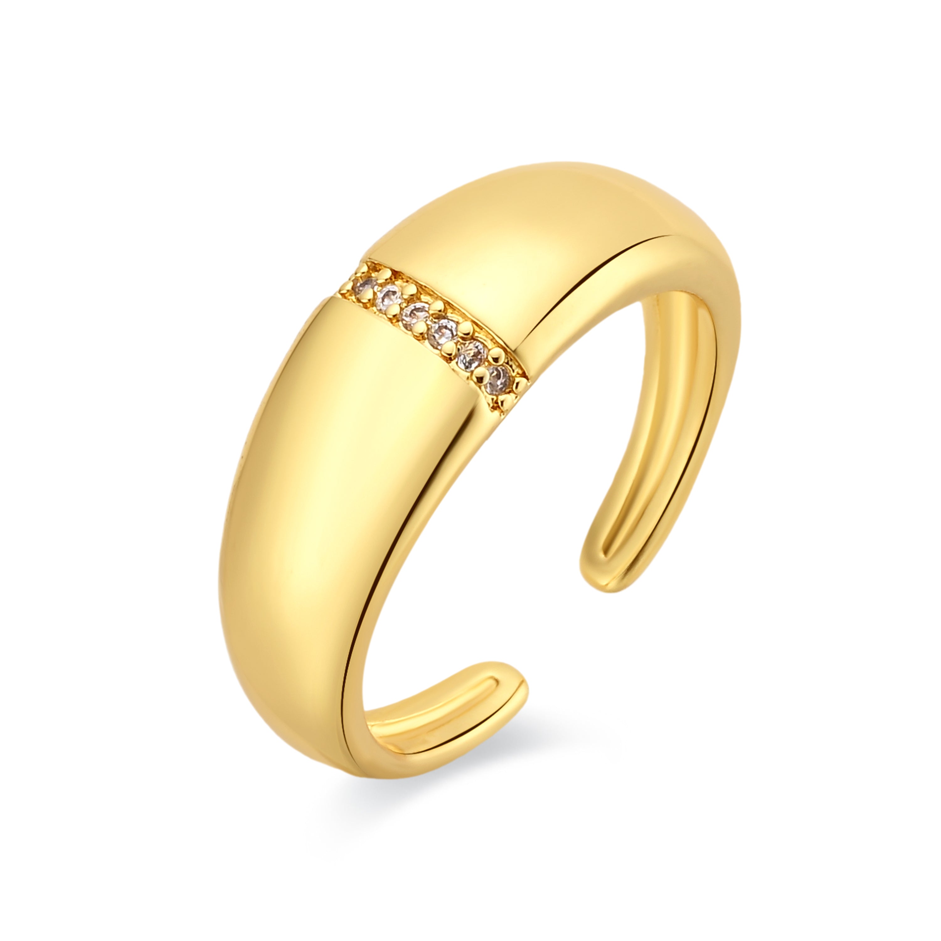 Anillo de Aleación de Metal y Circonita Brillante acabado en oro amarillo de 18k - Dushli