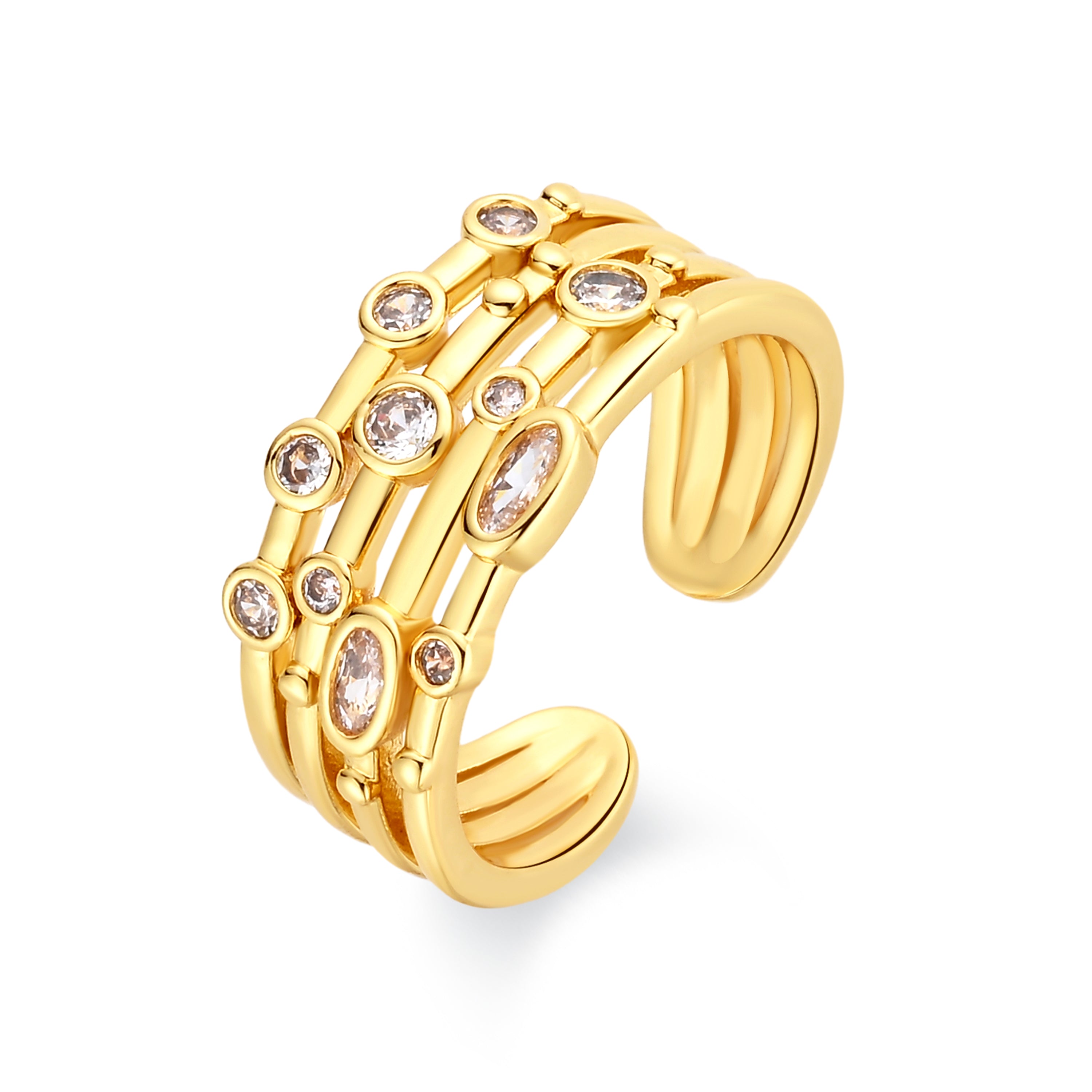 Anillo de Aleación de Metal y Circonita Brillante acabado en oro amarillo de 18k - Ulethel