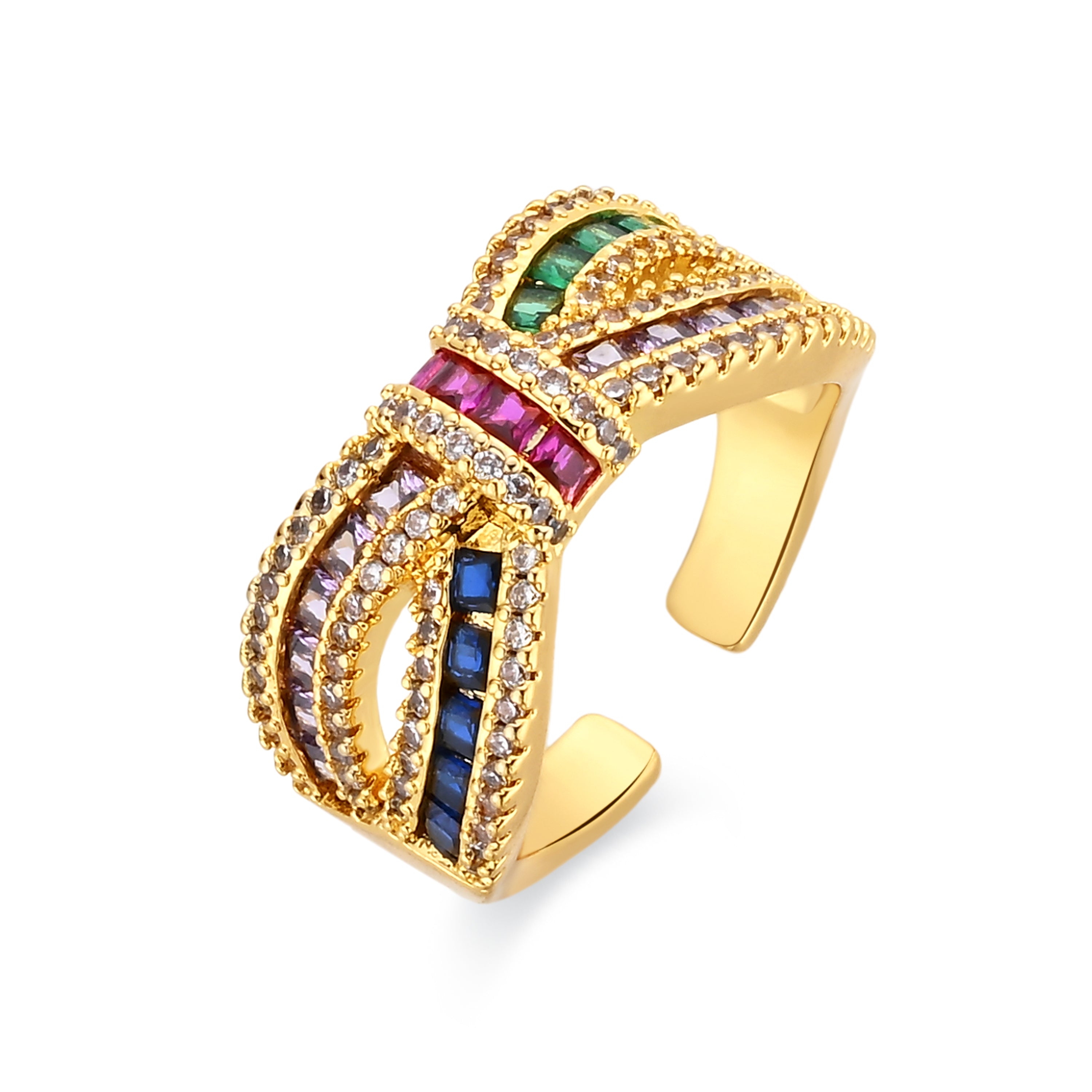 Anillo de Aleación de Metal y Circonita Multicolor acabado en oro amarillo de 18k - Alnis