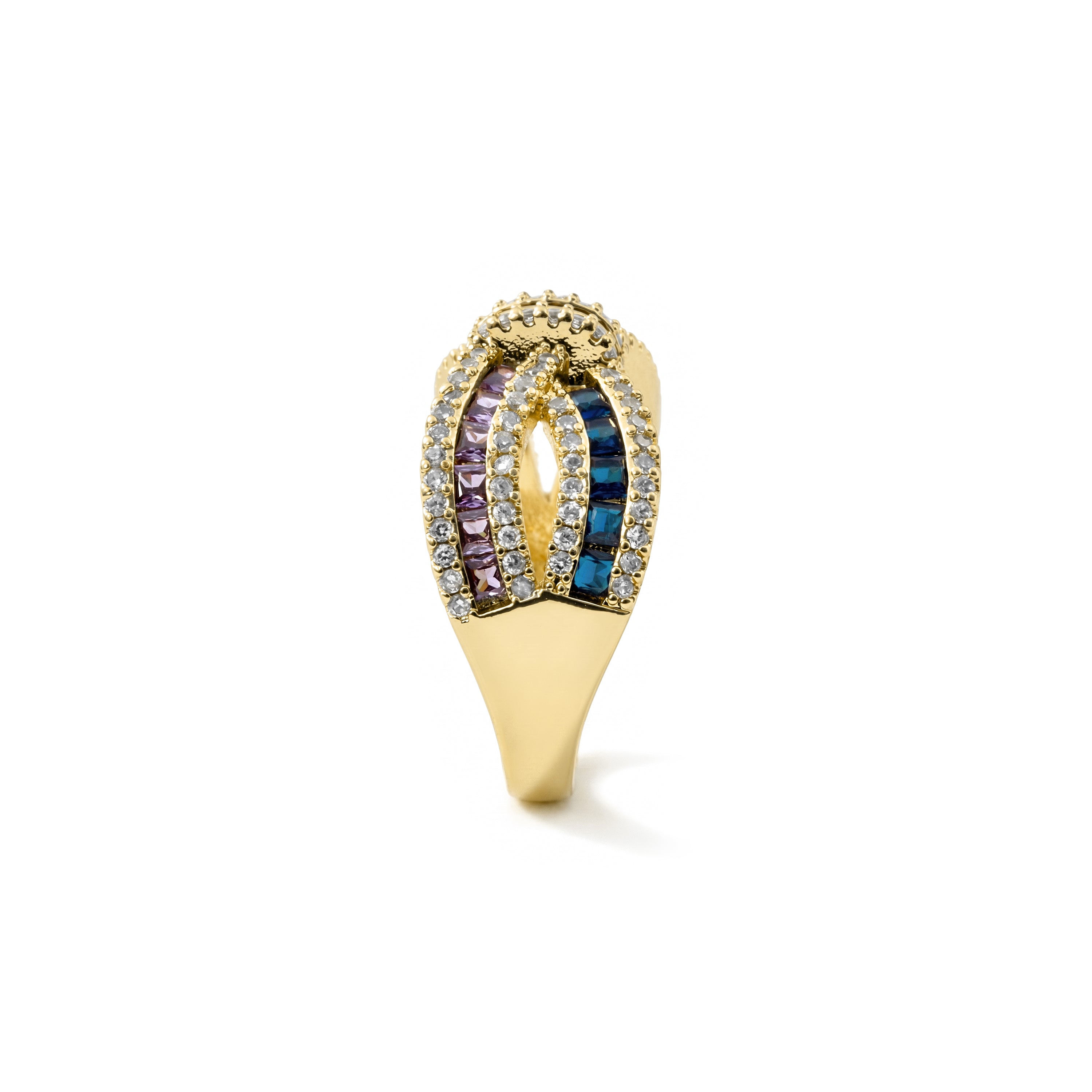 Anillo de Aleación de Metal y Circonita Multicolor acabado en oro amarillo de 18k - Alnis