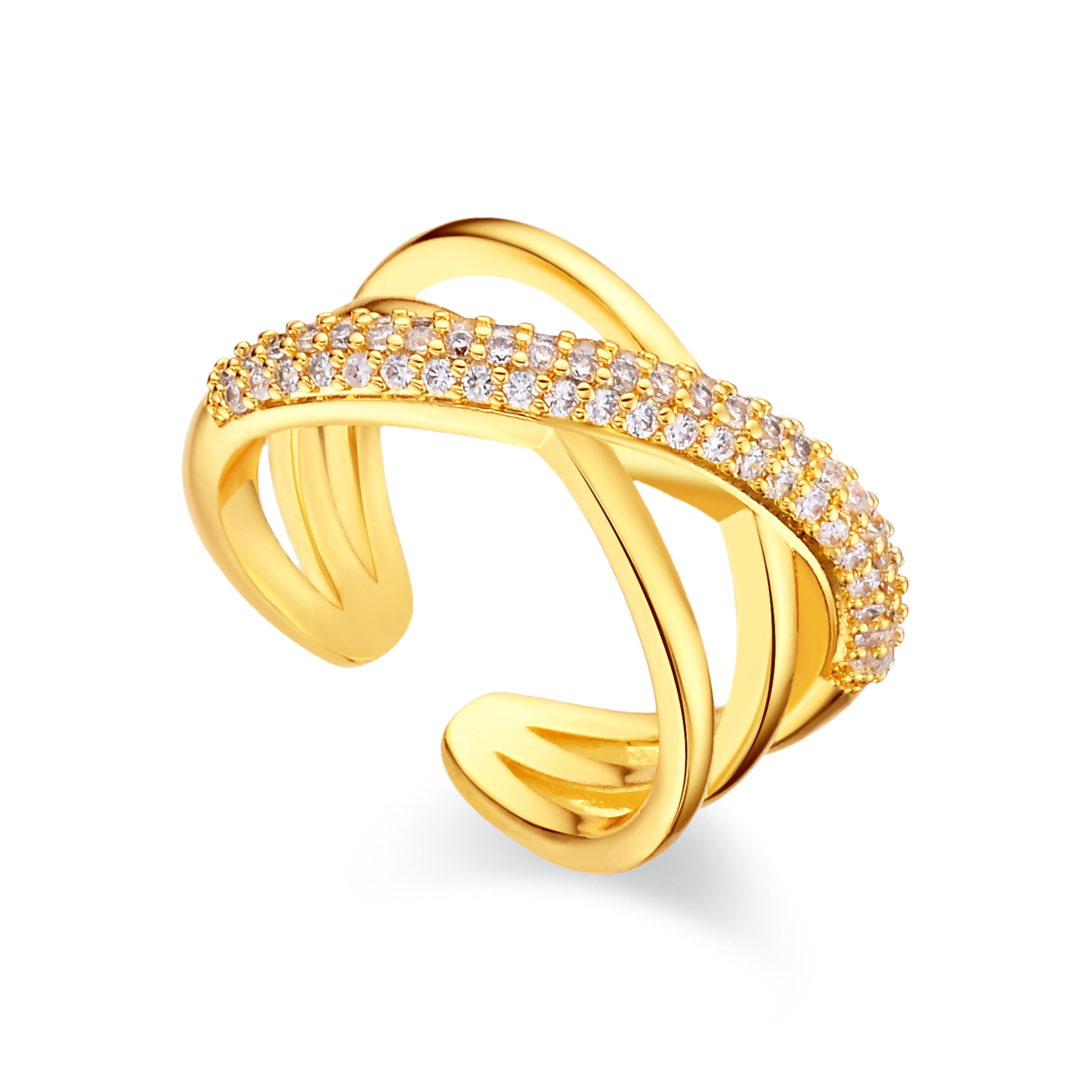 Anillo de Circonita Brillante acabado en oro amarillo de 18k - Meele