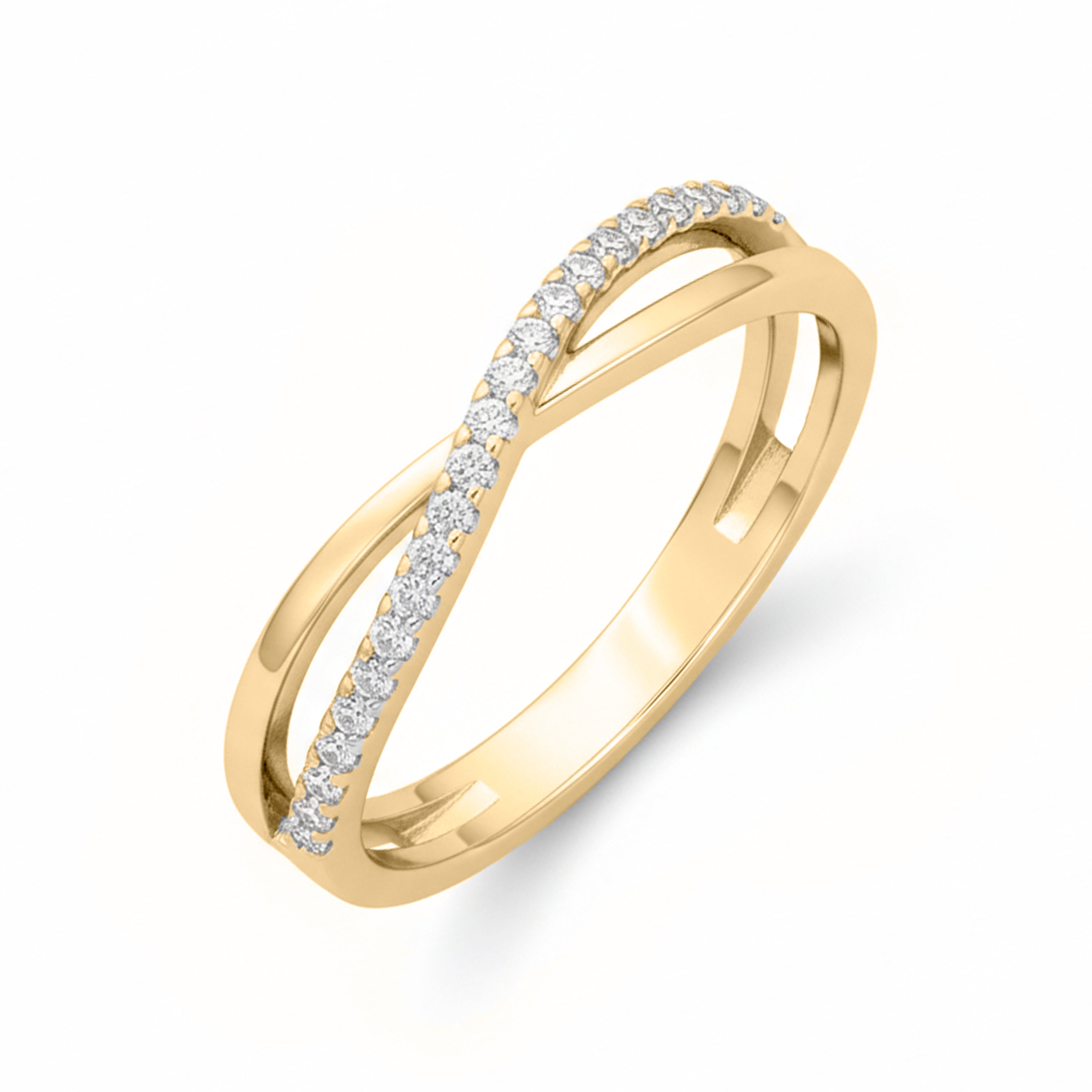 Anillo de Circonita brillante acabado en oro amarillo de 18k - Hagoe