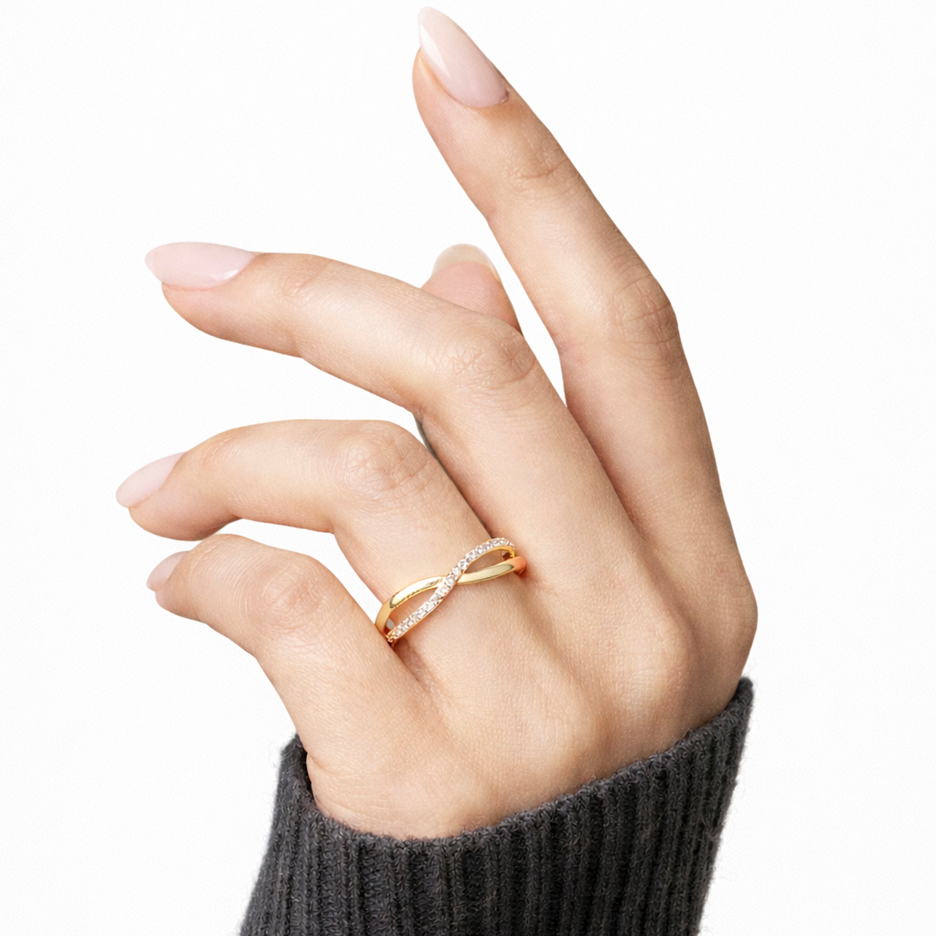 Anillo de Circonita brillante acabado en oro amarillo de 18k - Hagoe