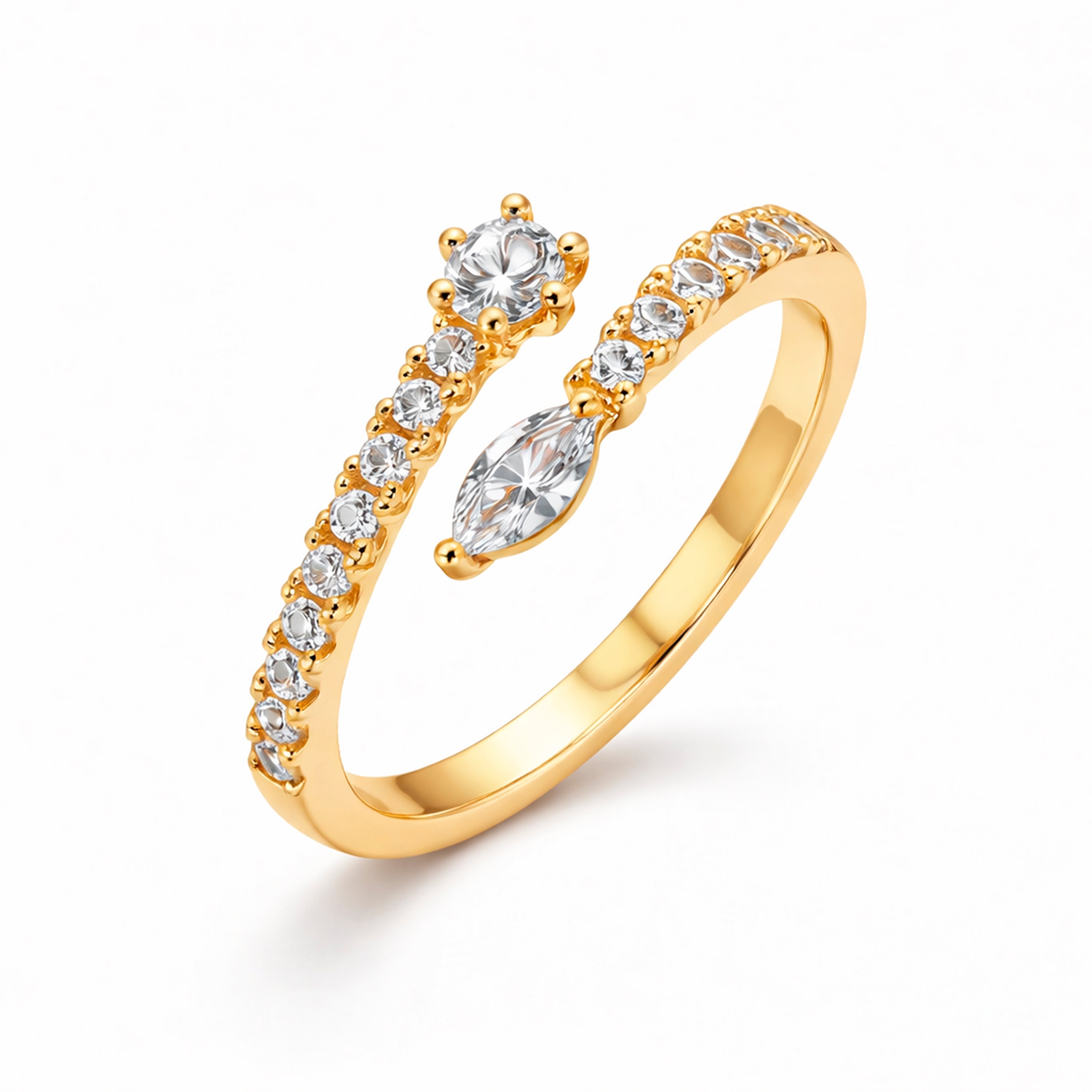 Anillo de Circonita brillante acabado en oro amarillo de 18k - Guewa