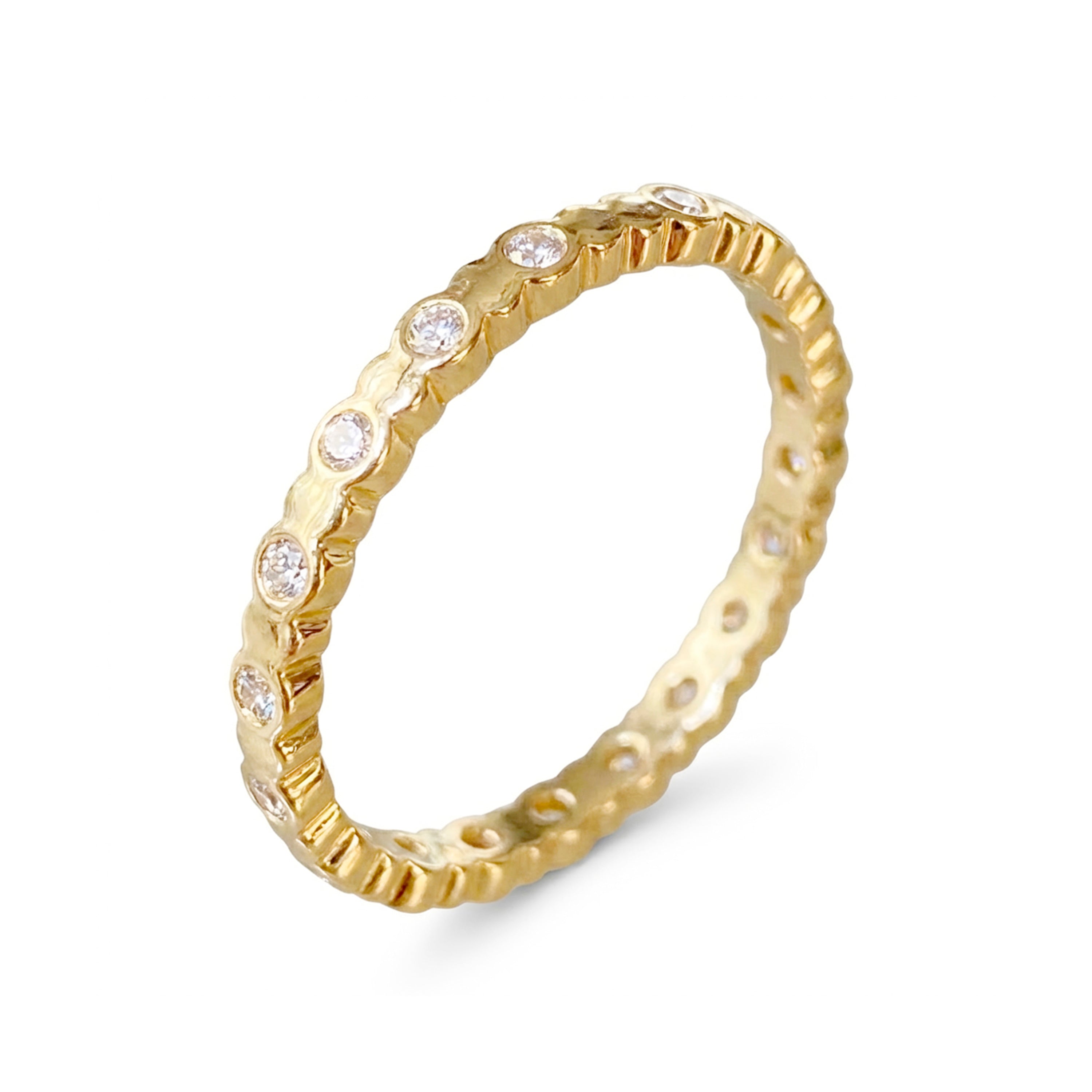 Anillo de Circonita brillante acabado en oro amarillo de 18k - Navi