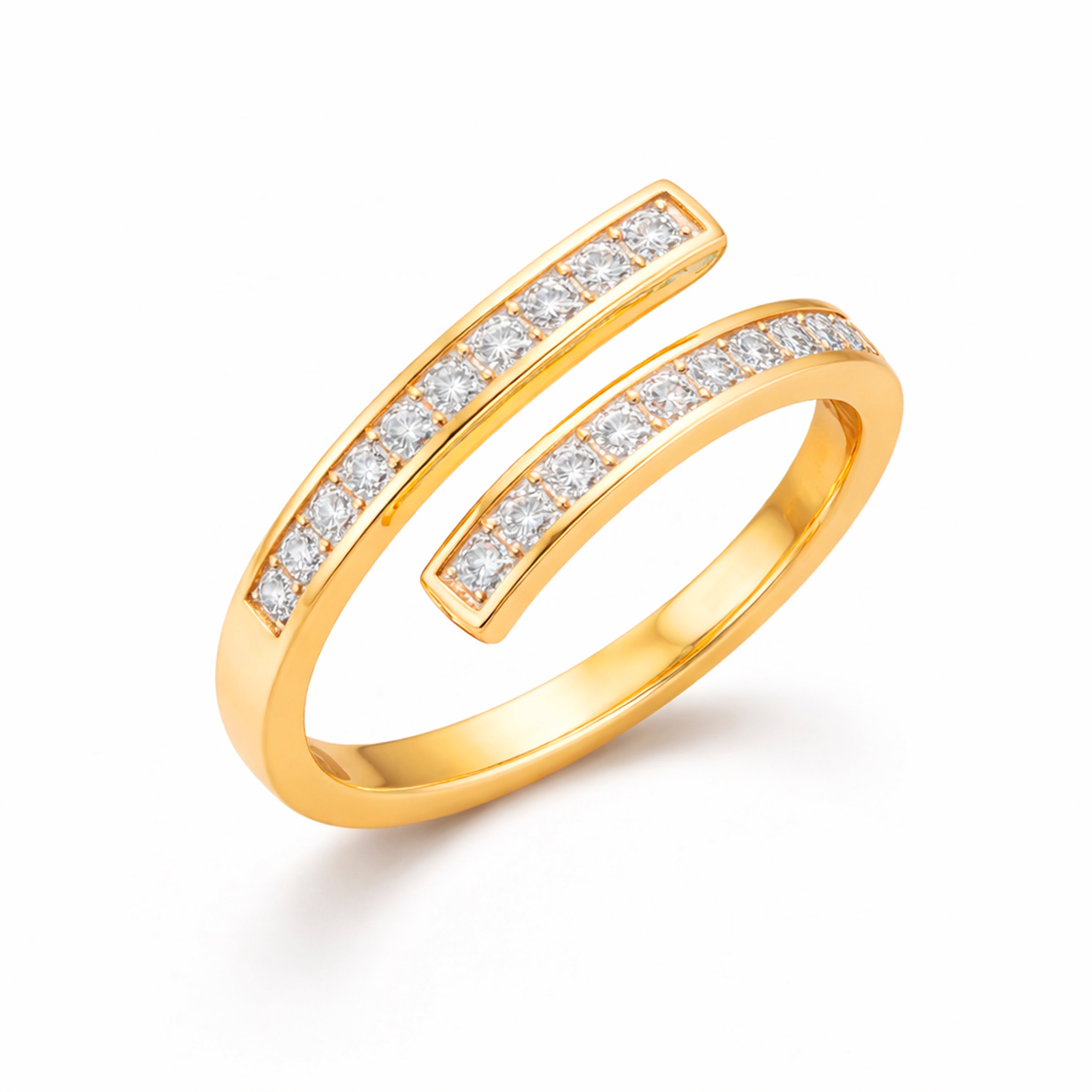 Anillo de Circonita brillante acabado en oro amarillo de 18k - Dotza