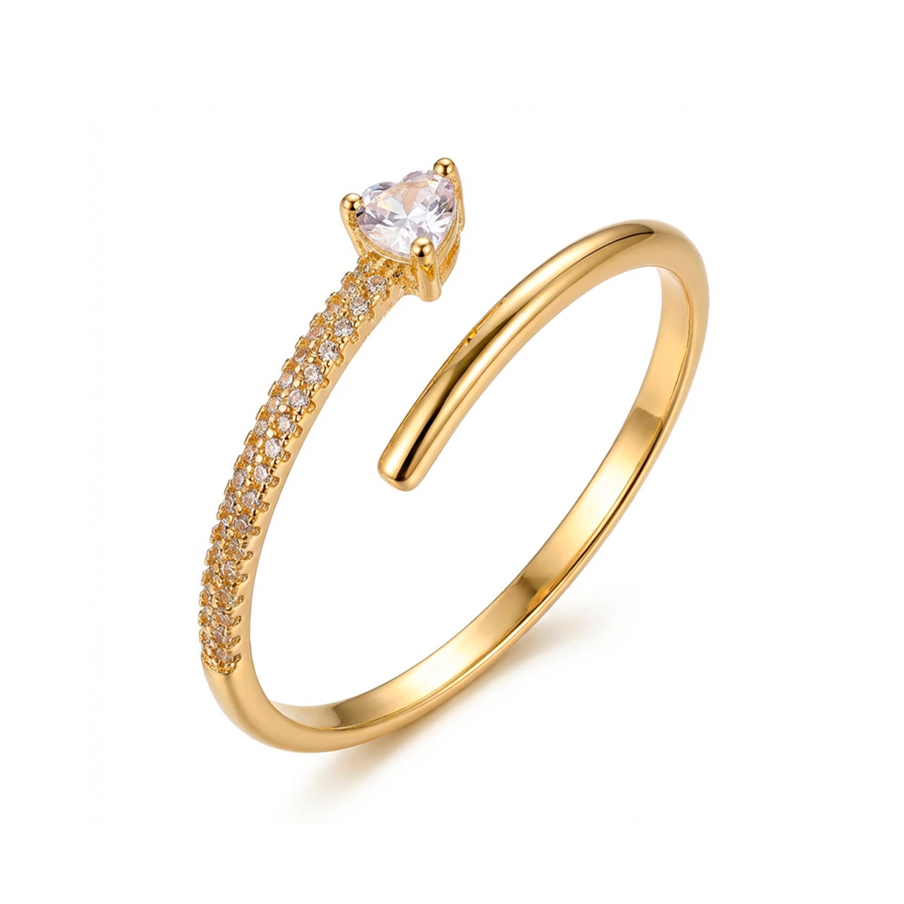Anillo de Circonita brillante acabado en oro amarillo de 18k - Ashuba
