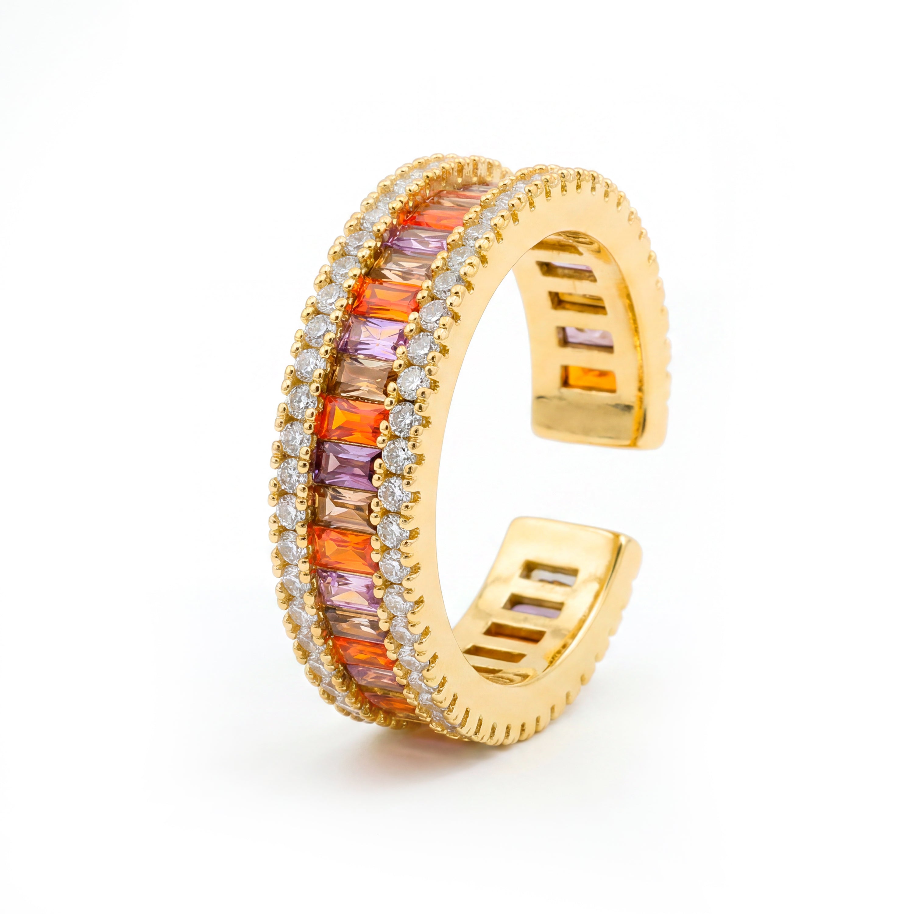 Anillo de Aleación de Metal y Circonita Multicolor acabado en oro amarillo de 18k - Baldlal