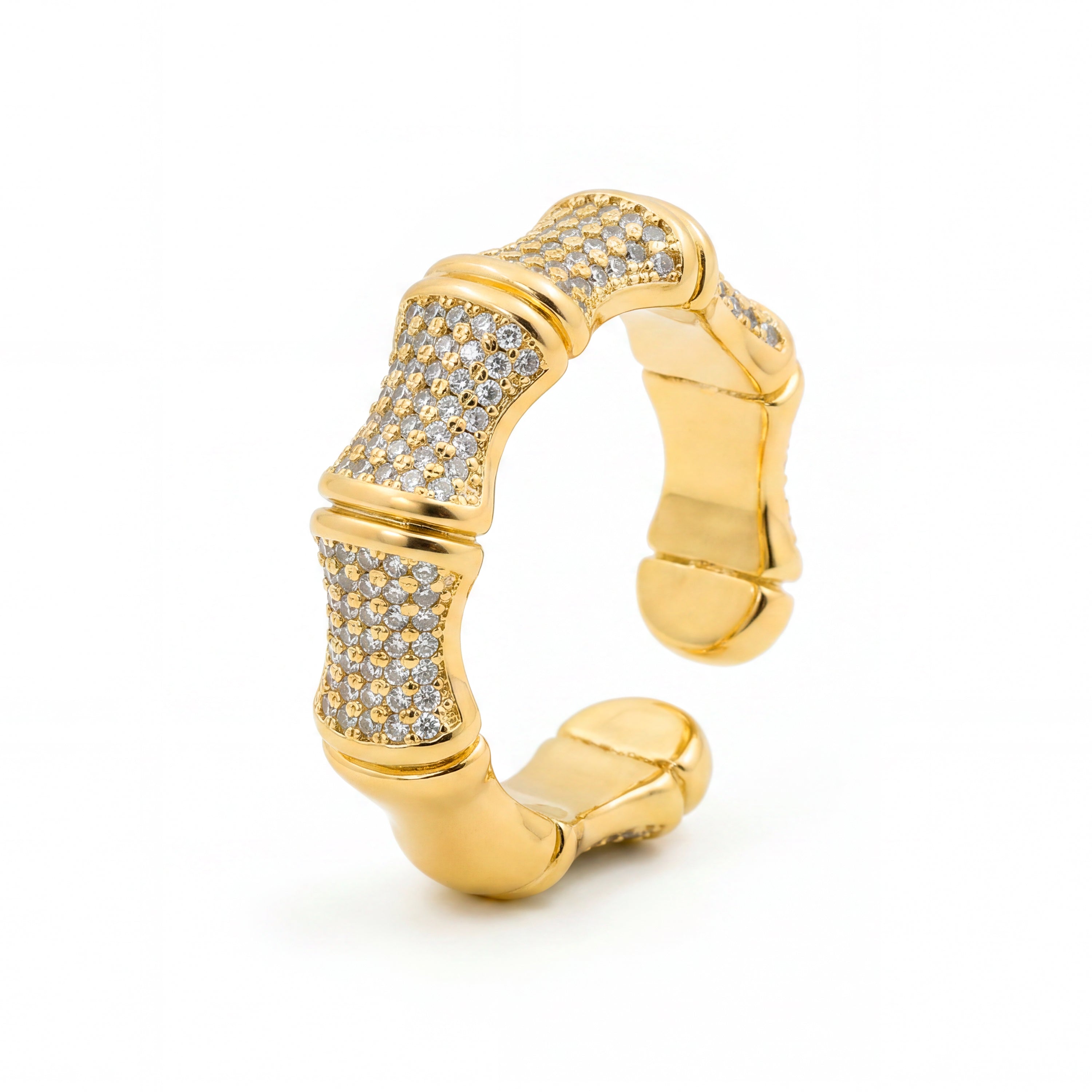 Anillo de Aleación de Metal y Circonita Brillante acabado en oro amarillo de 18k - Rechi