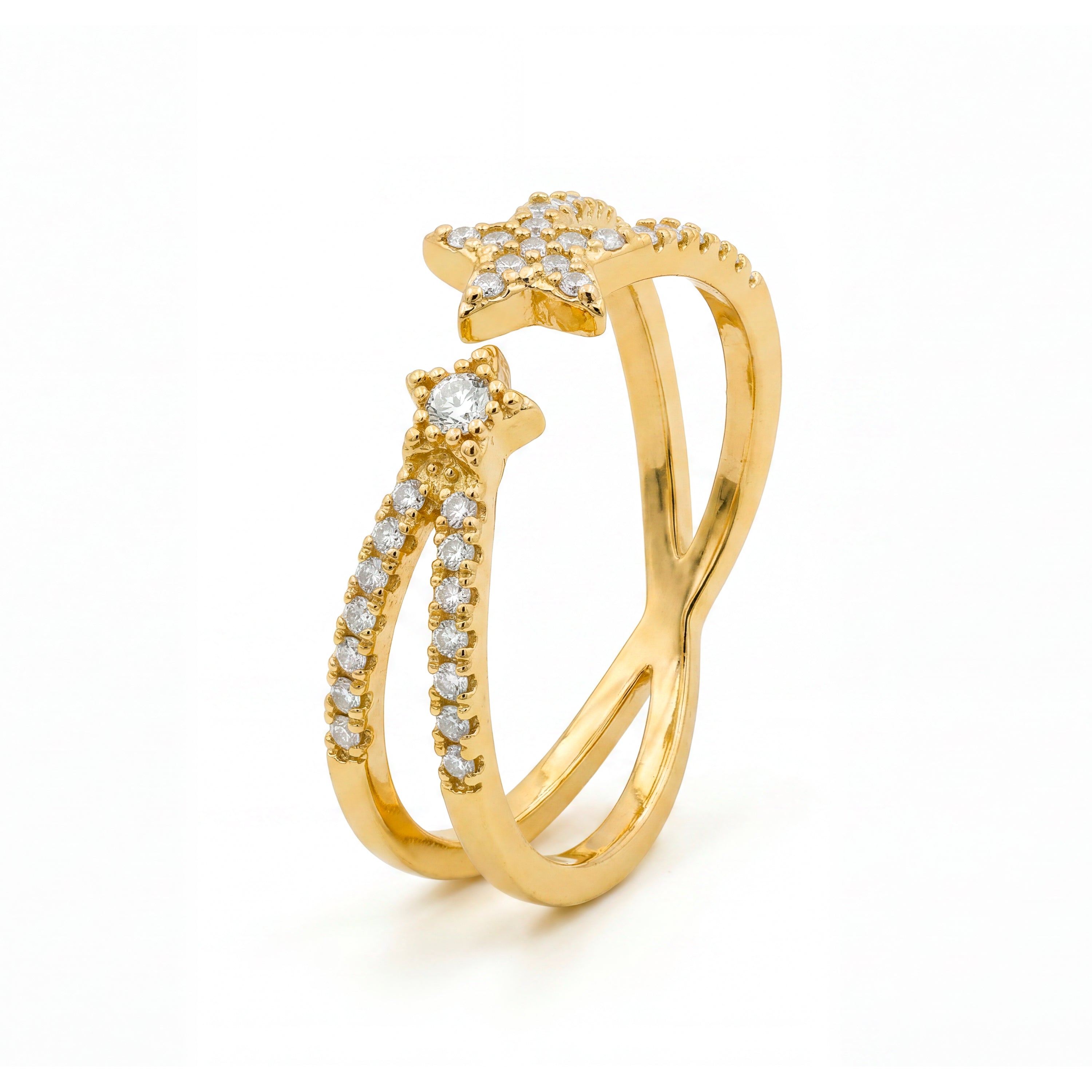 Anillo de Aleación de Metal y Circonita Brillante acabado en oro amarillo de 18k - Helmsu