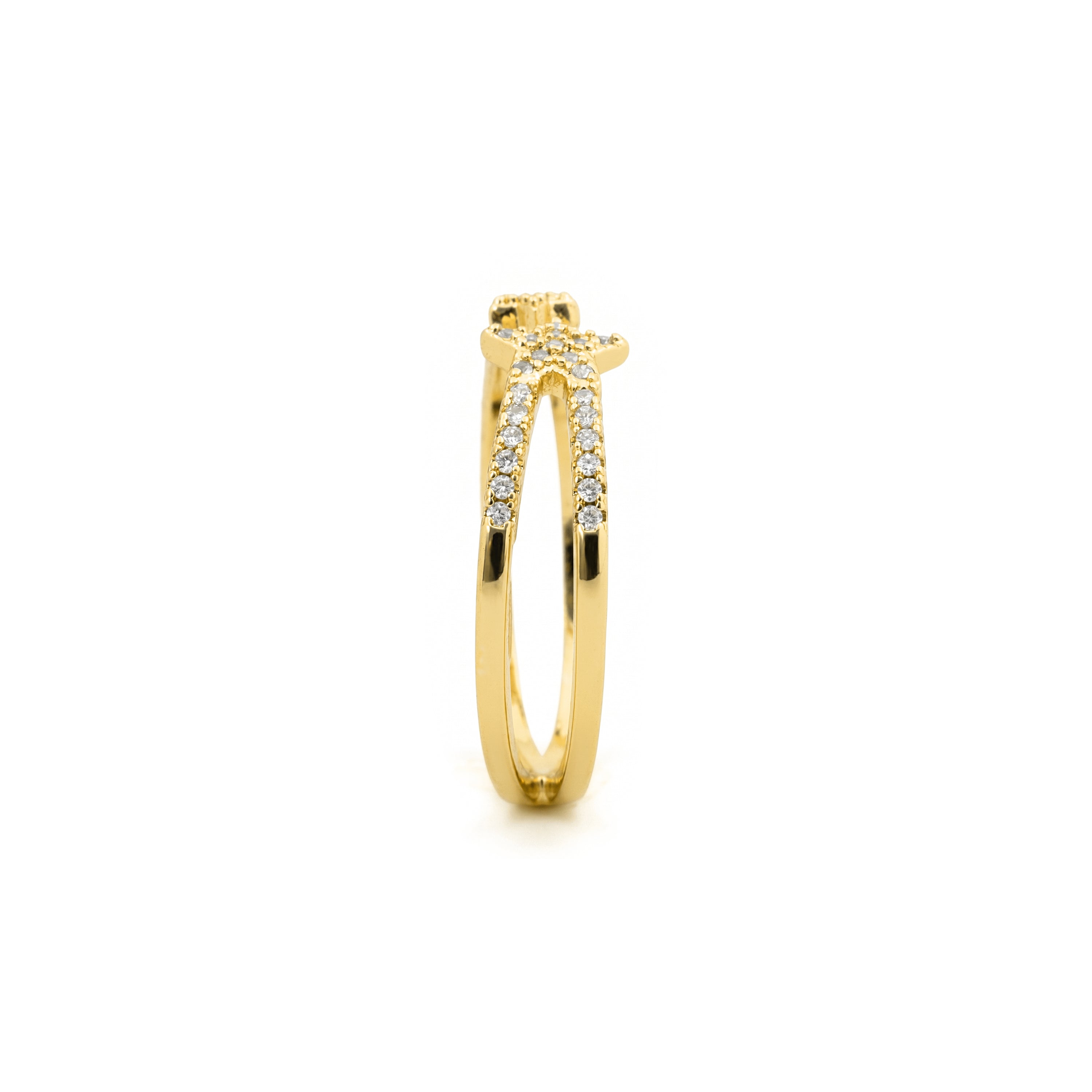 Anillo de Aleación de Metal y Circonita Brillante acabado en oro amarillo de 18k - Helmsu