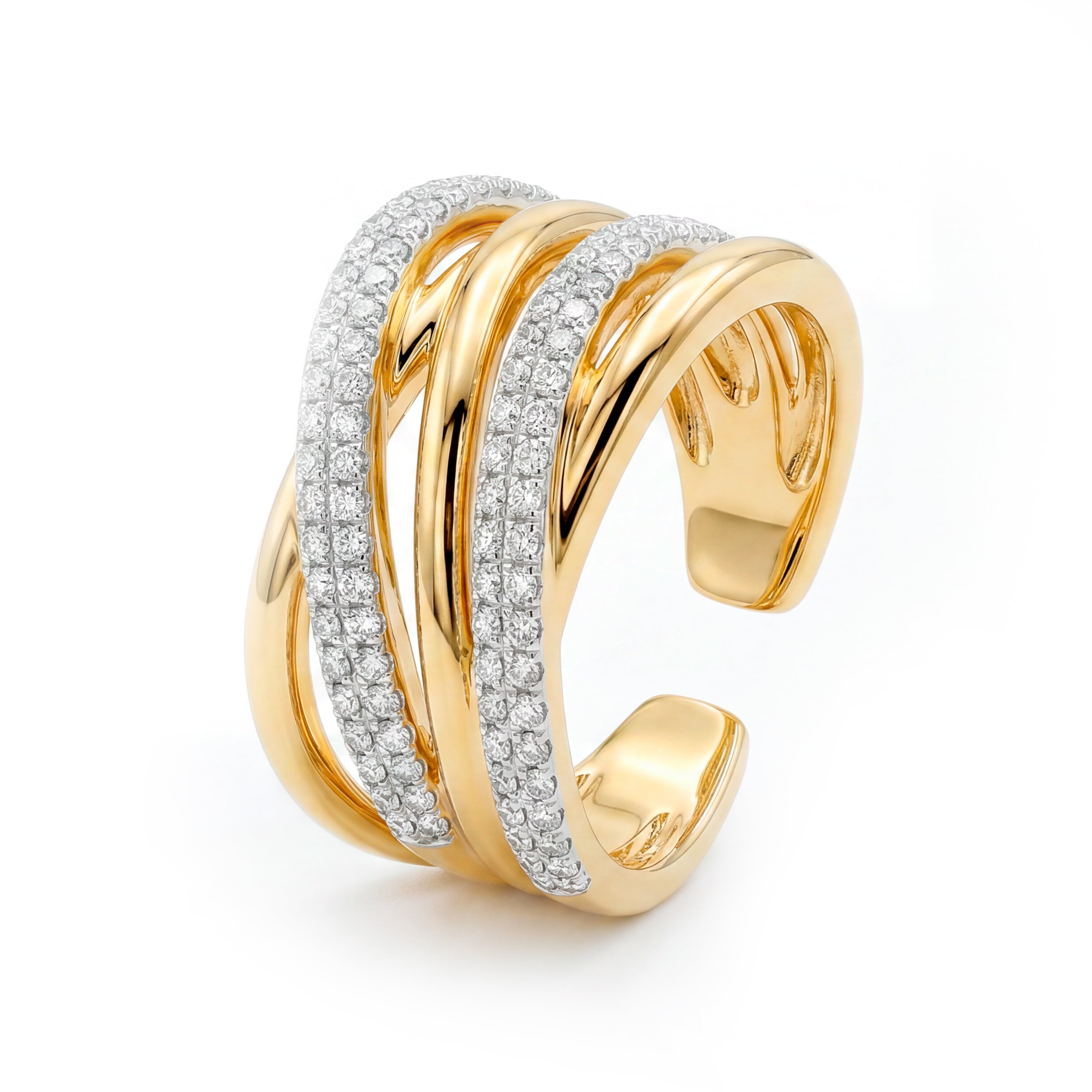 Anillo de Aleación de Metal y Circonita Brillante acabado en oro amarillo de 18k - Ximara