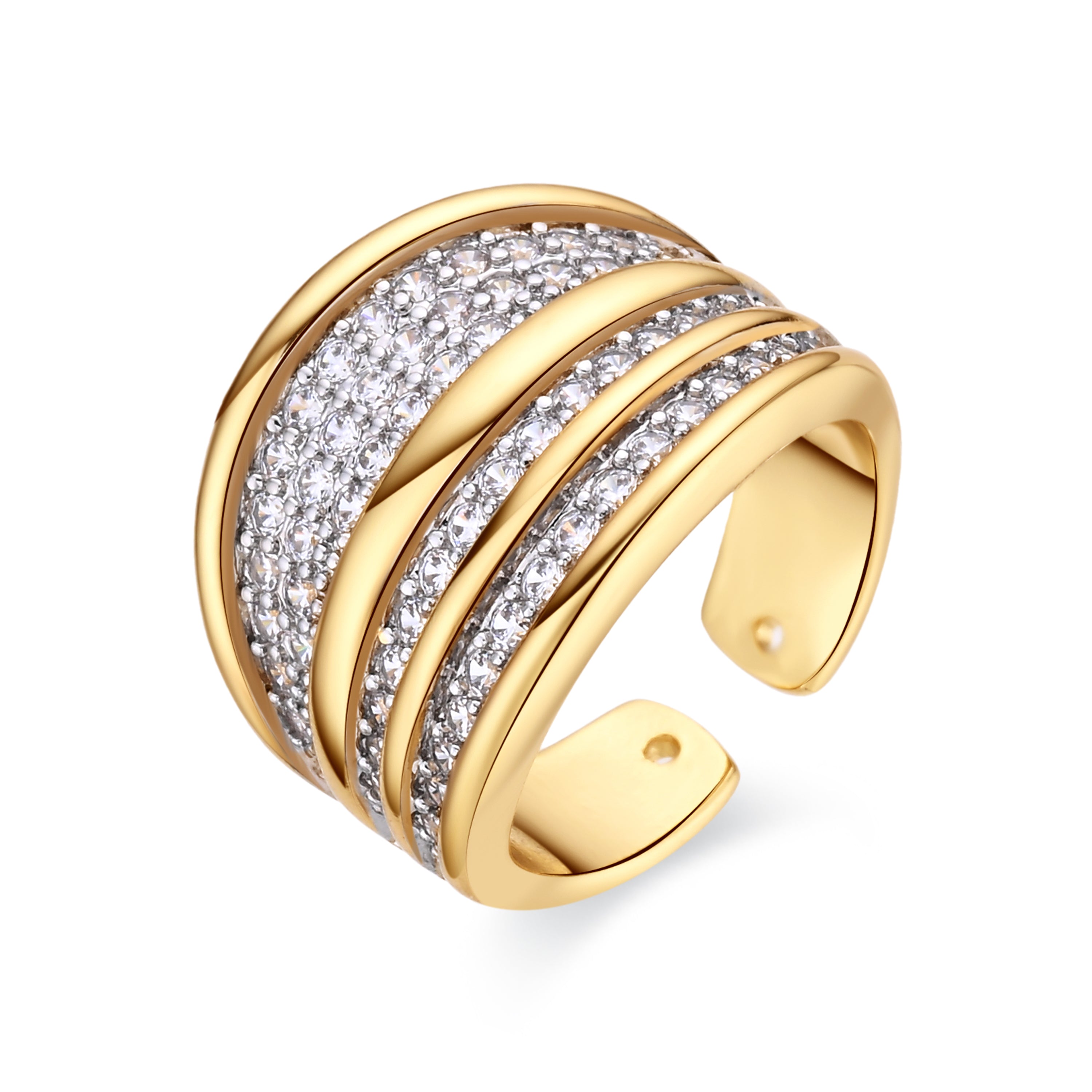 Anillo de Circonita Brillante acabado en oro amarillo de 18k - Hika