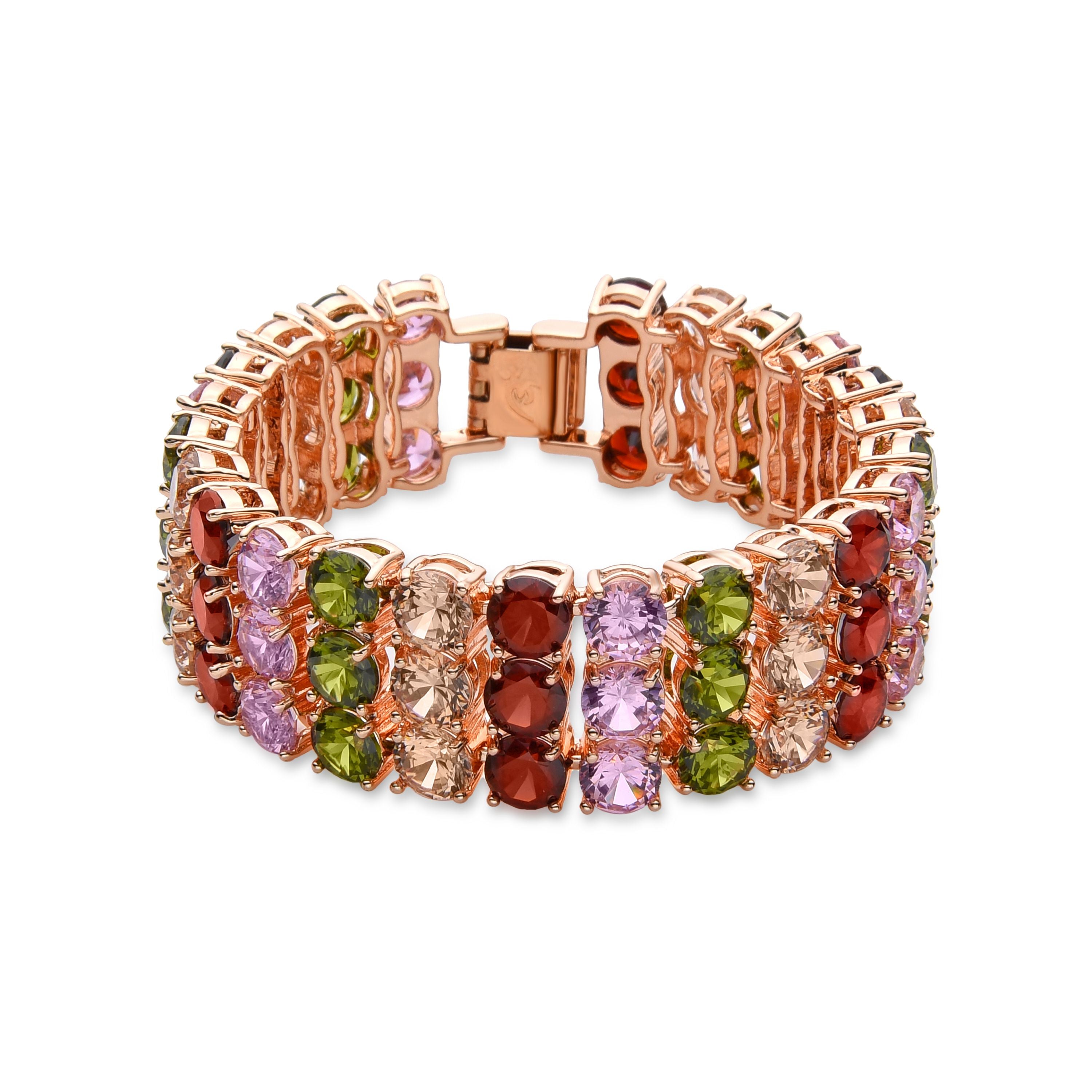 Pulsera de Circonita Multicolor acabada en oro rosa de 18K - Ylua