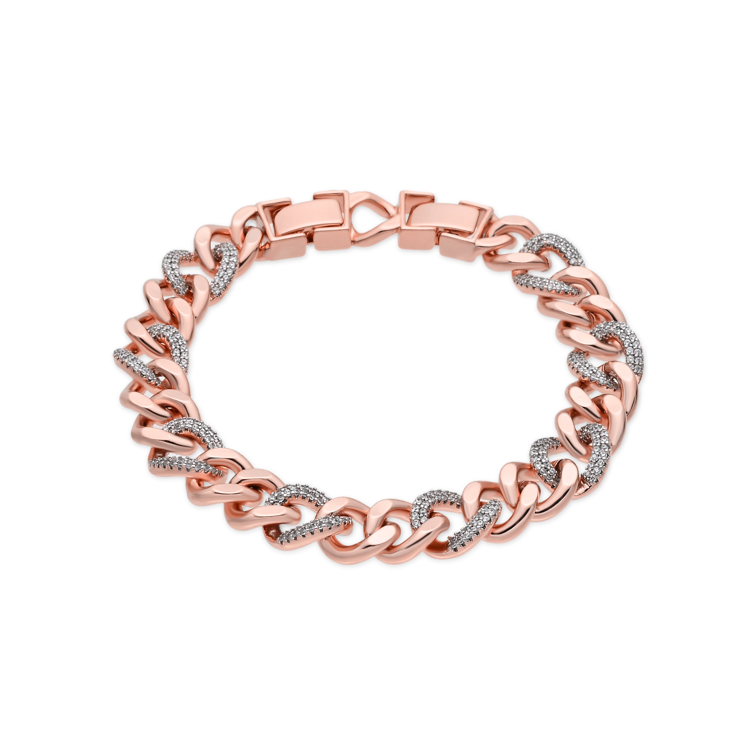 Pulsera de Aleación de Metal y Circonita Brillante acabado en oro rosa de 18k - Imfure