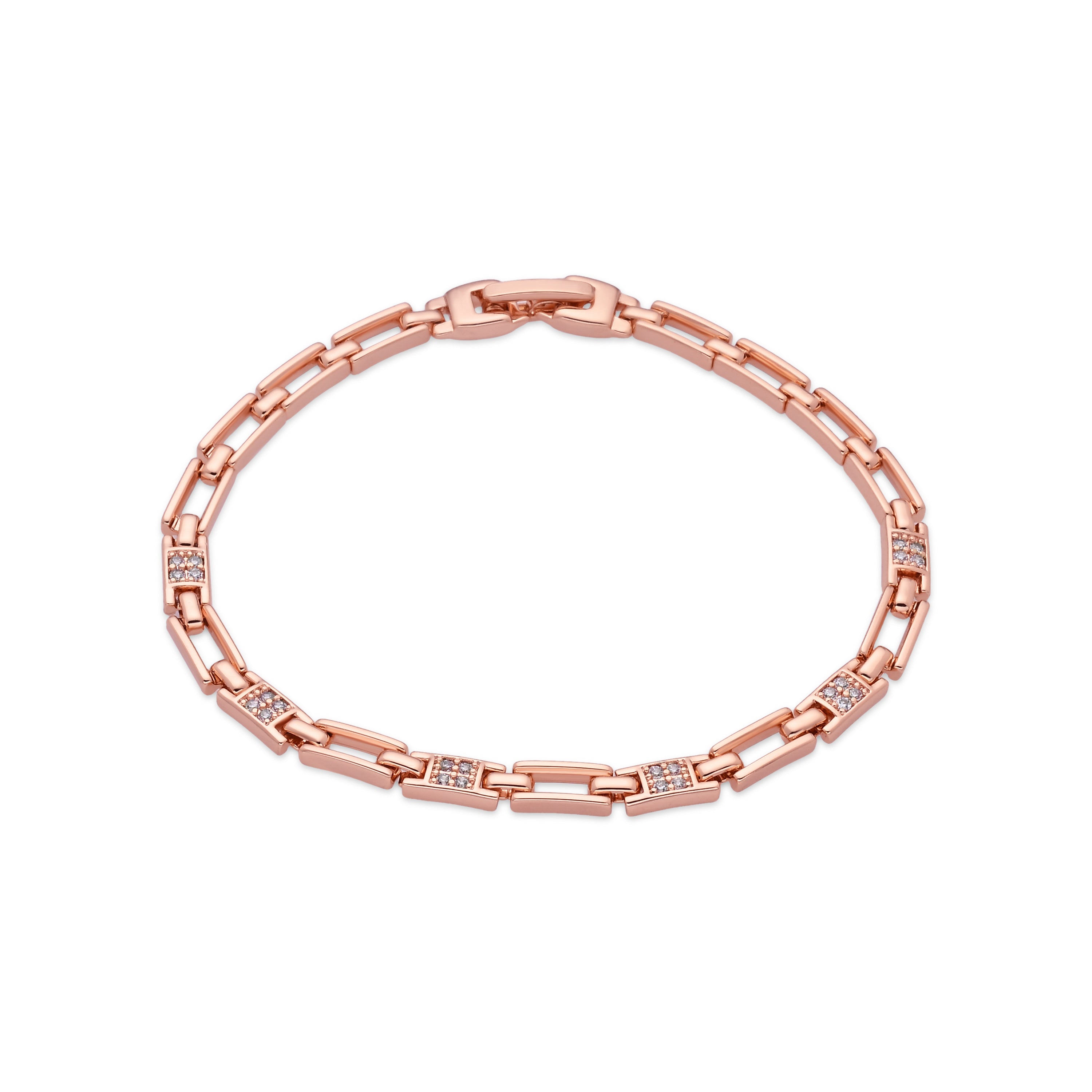 Pulsera de Circonita Brillante acabado en oro rosa de 18k - Mona