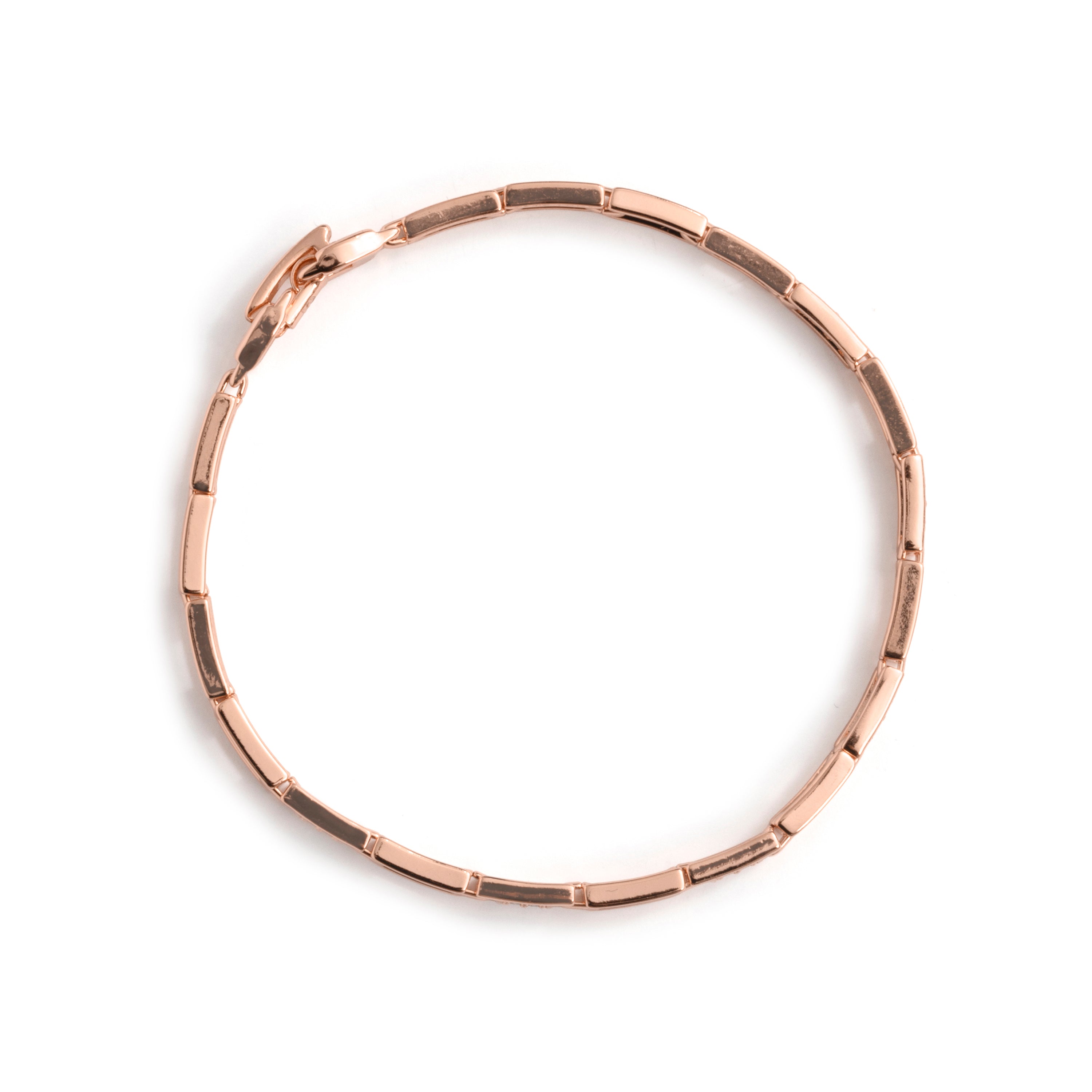 Pulsera de Circonita Brillante acabado en oro rosa de 18k - Mona