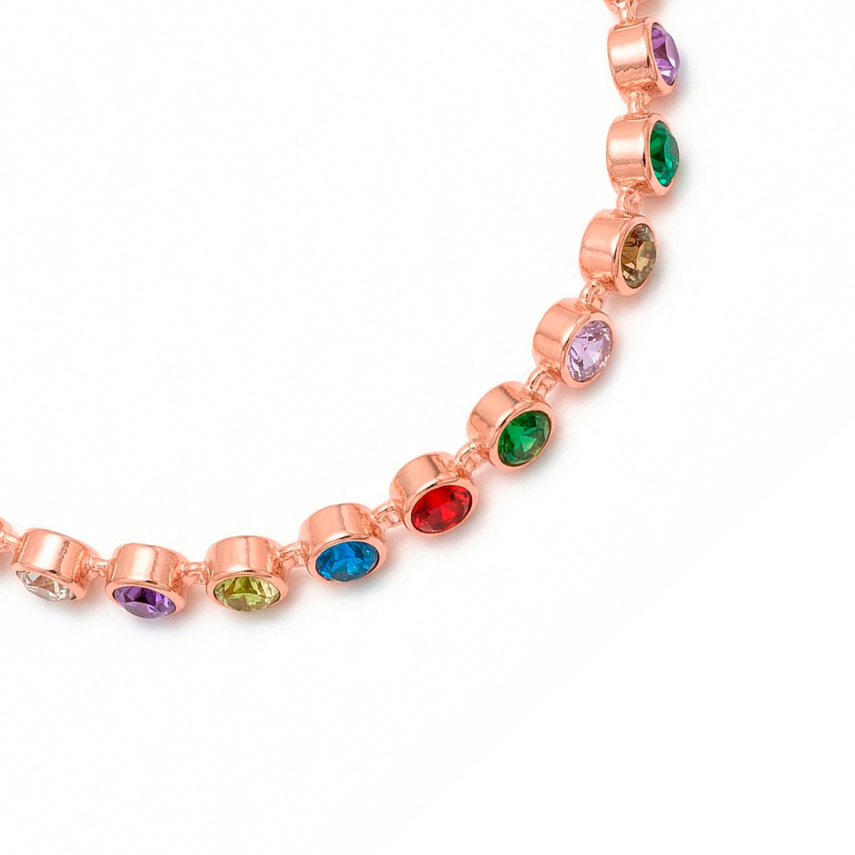 Pulsera de Circonita Multicolor acabado en oro rosa de 18k - Durbu