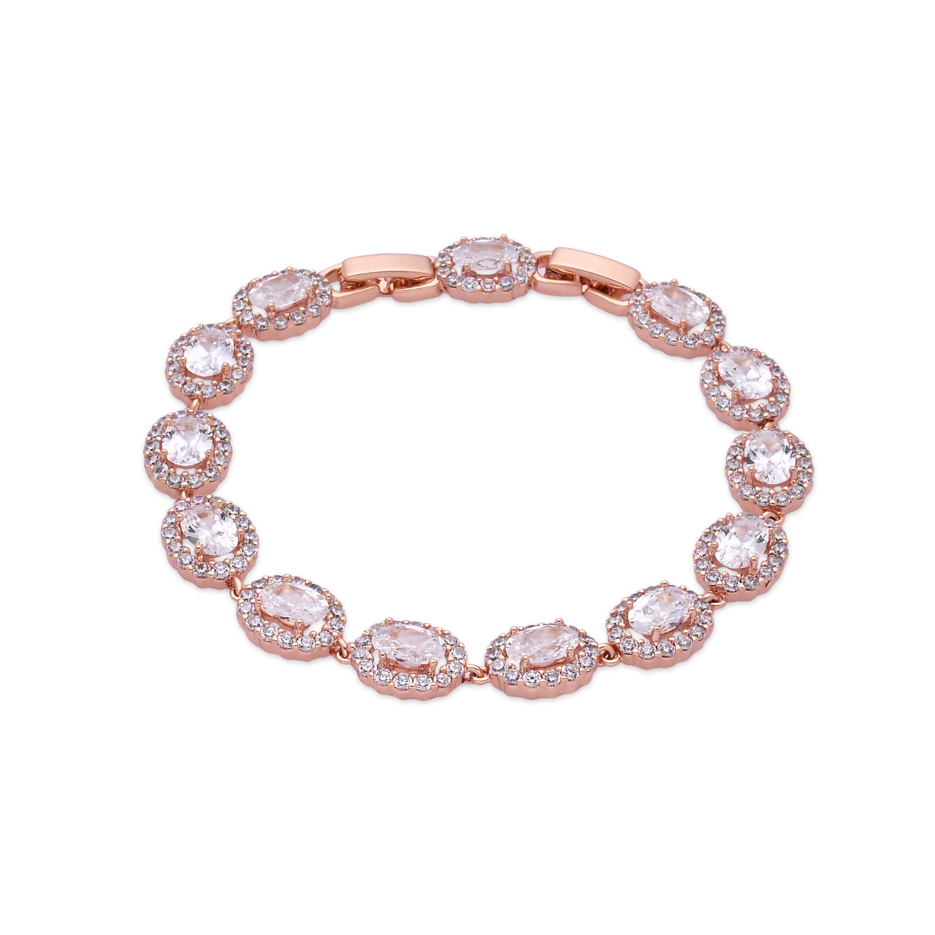 Pulsera de Circonita Brillante acabado en oro rosa de 18k - Zarane