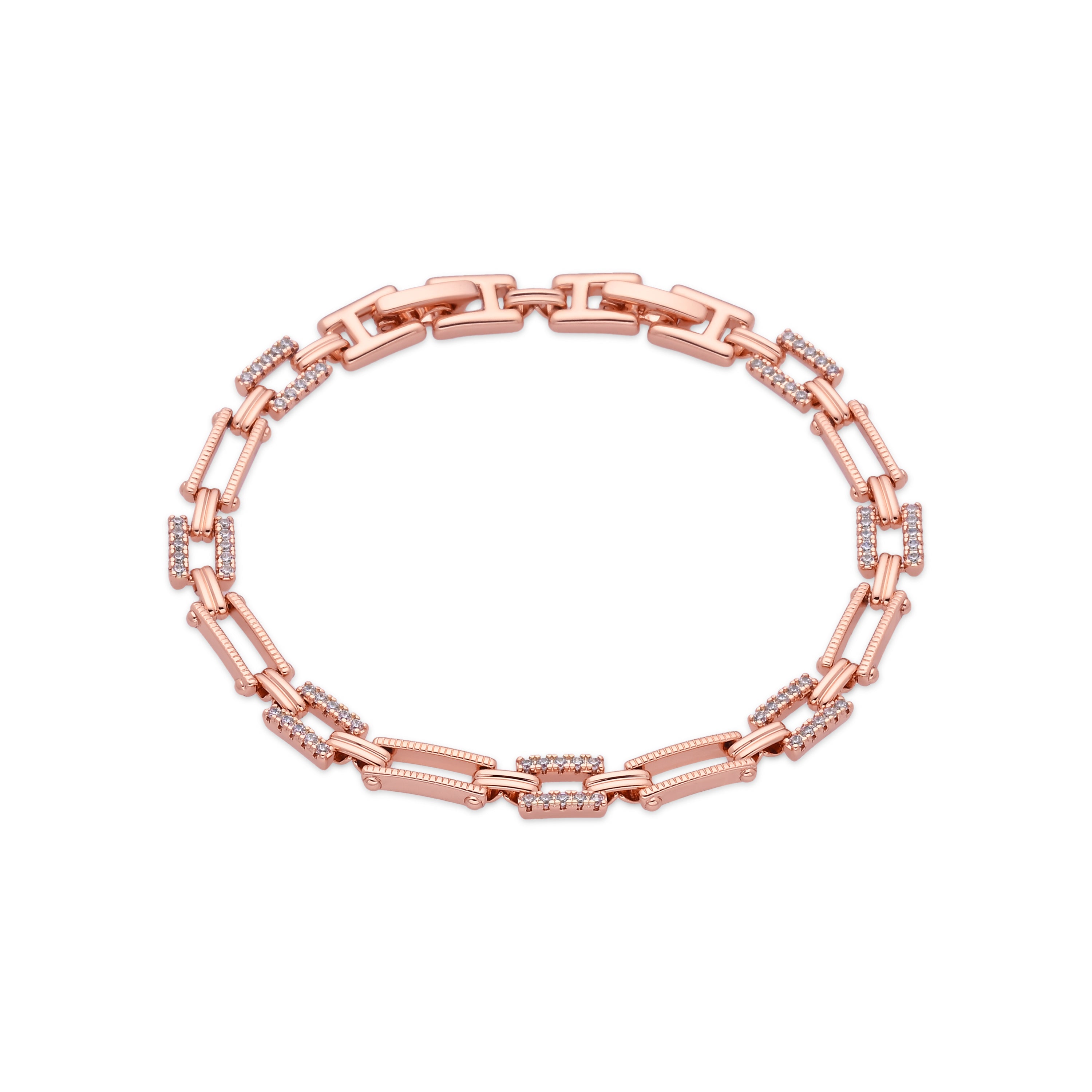 Pulsera de Circonita Brillante acabado en oro rosa de 18k - Elki
